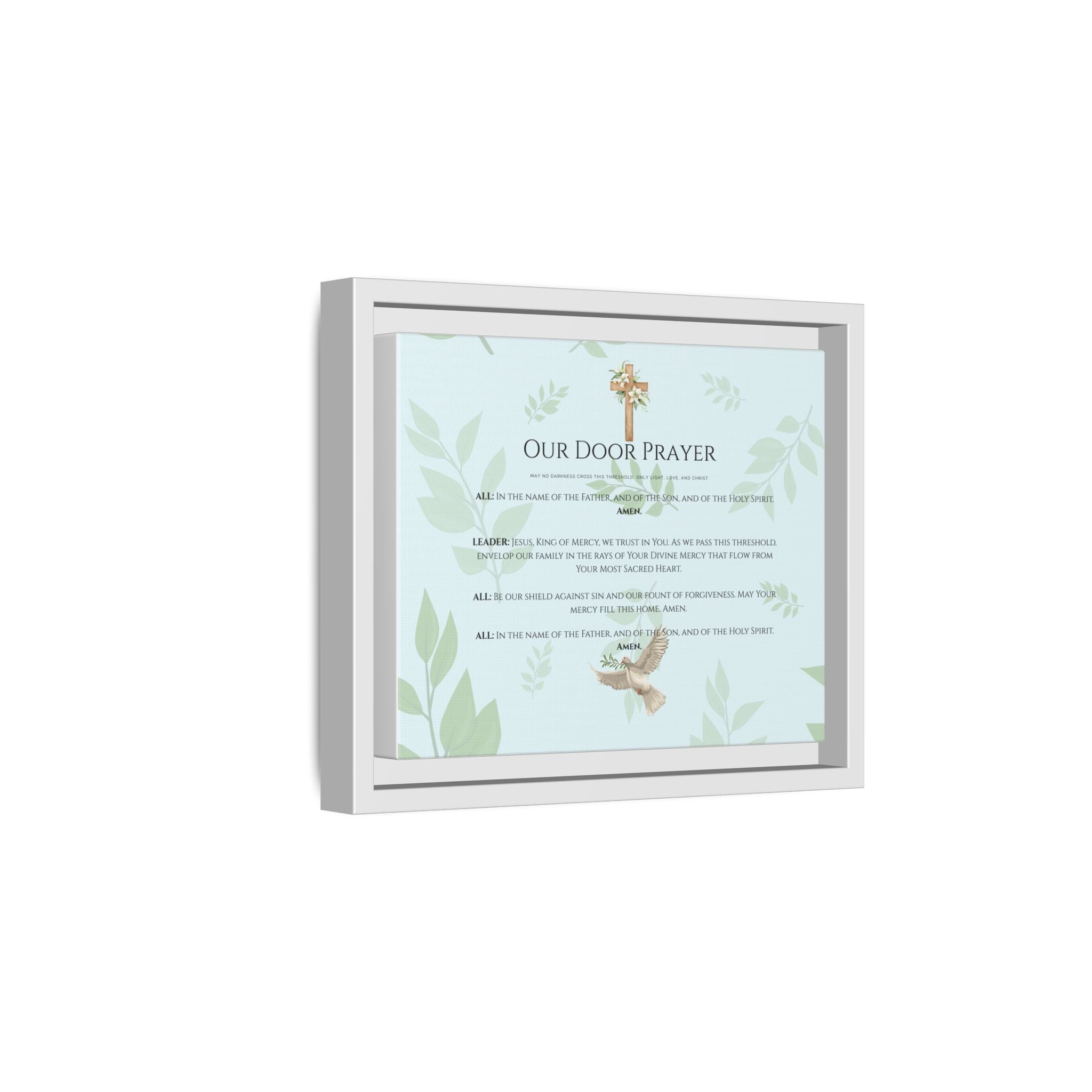 Lienzo mate enmarcado — Arte mural del Sagrado Corazón “Oración de Nuestra Puerta”