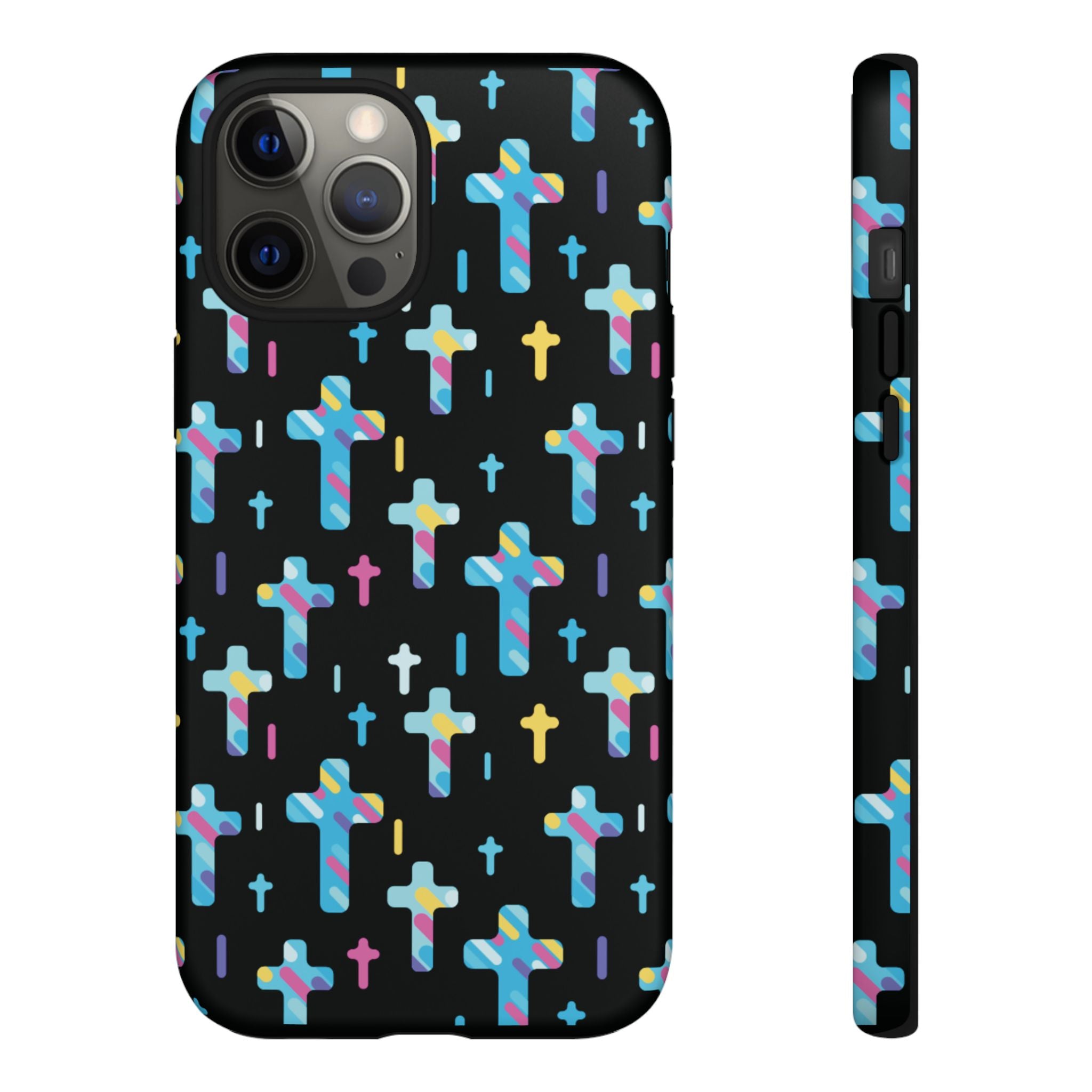 Funda para teléfono con cruz colorida | Protección inspirada en la fe para iPhone | Regalo católico y accesorio para el día a día