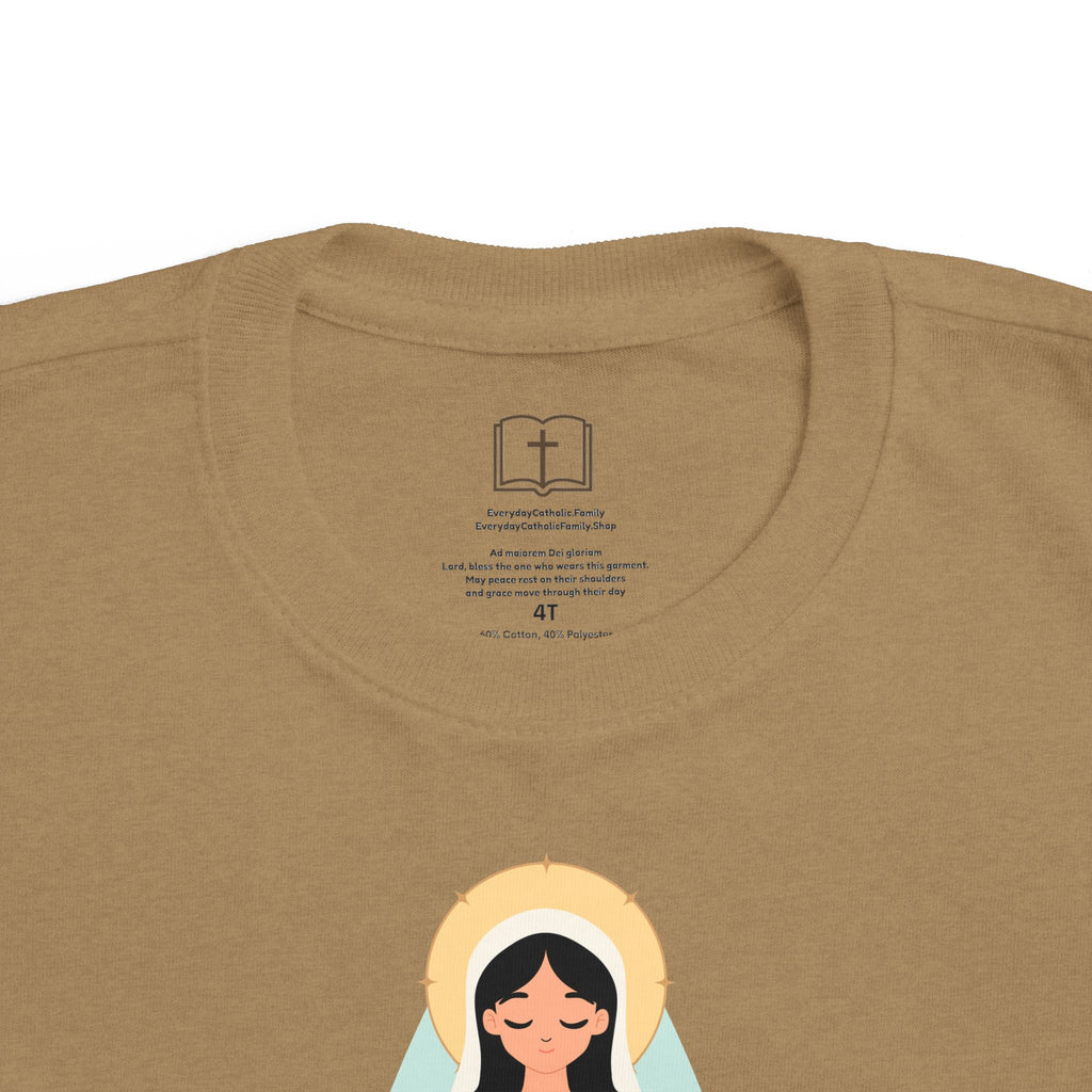 Camiseta de la Virgen María para niña | Camiseta católica suave para niña | Ropa infantil con inspiración religiosa