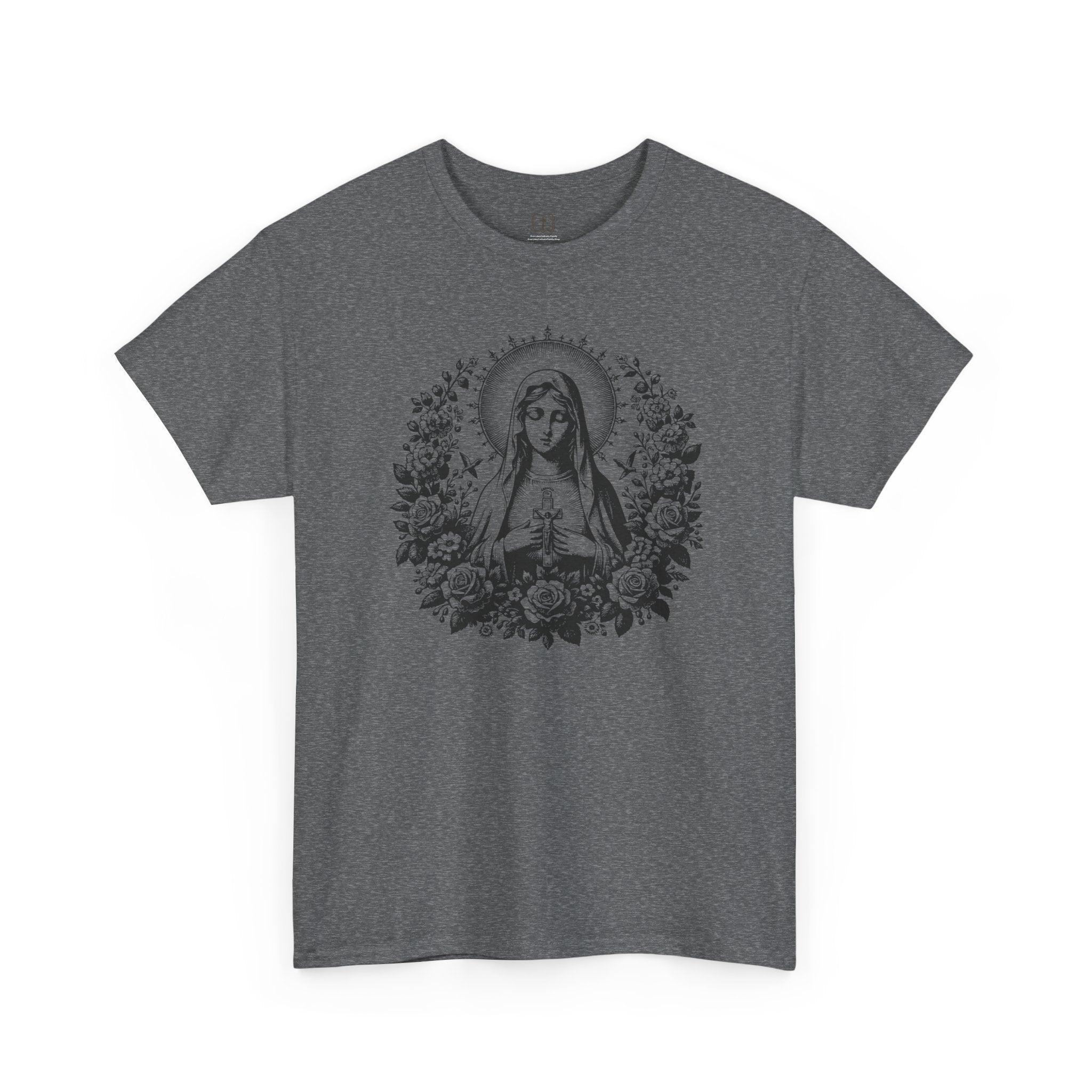 Camiseta vintage floral de la Virgen María para mujer | Camiseta mariana inspirada en la fe | Un regalo espiritual para ella