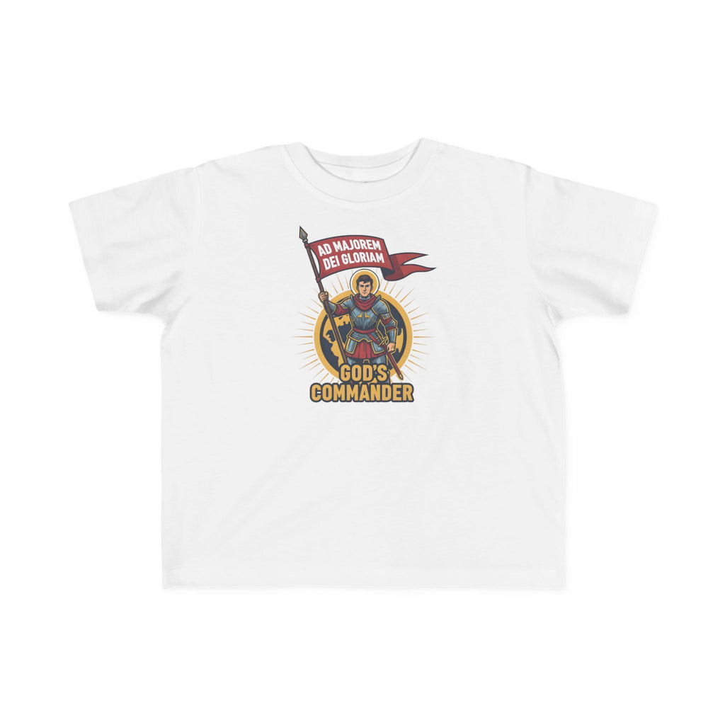 Camiseta de San Ignacio de Loyola para niños pequeños | Camiseta de aventura de fe "Comandante de Dios"