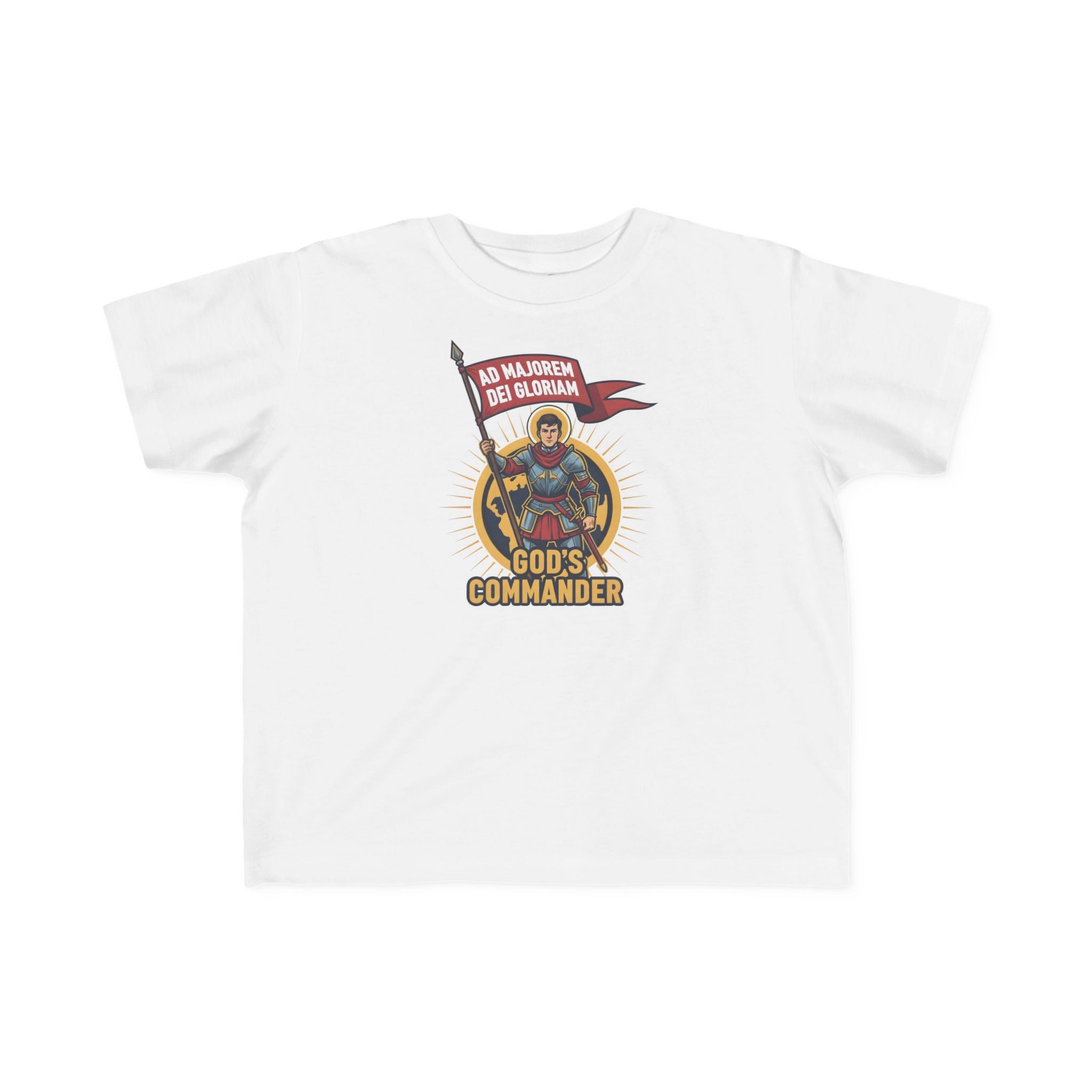 Camiseta de San Ignacio de Loyola para niños pequeños | Camiseta de aventura de fe "Comandante de Dios"