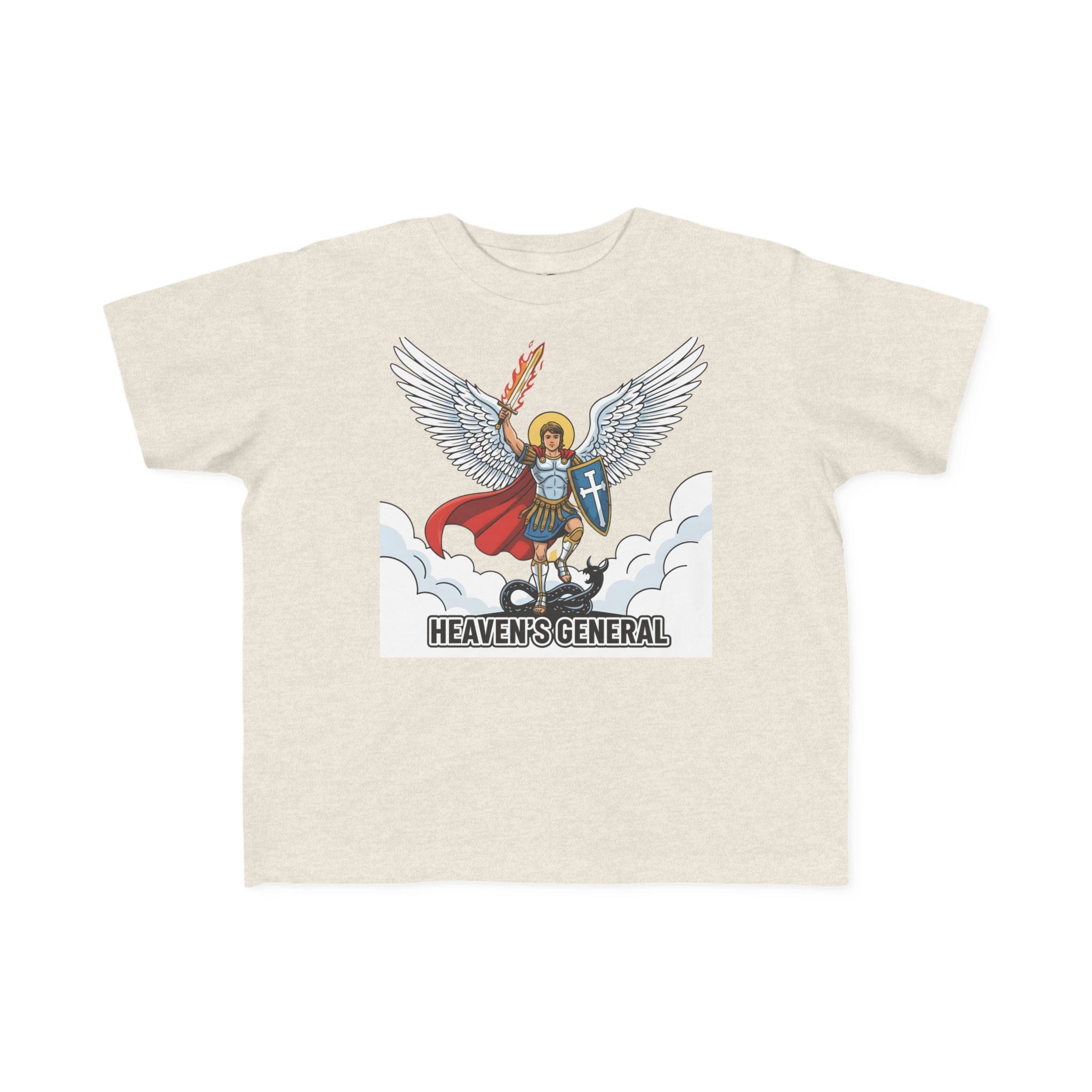 Camiseta de San Miguel Arcángel para niño | Camiseta cristiana Heaven's General para niño