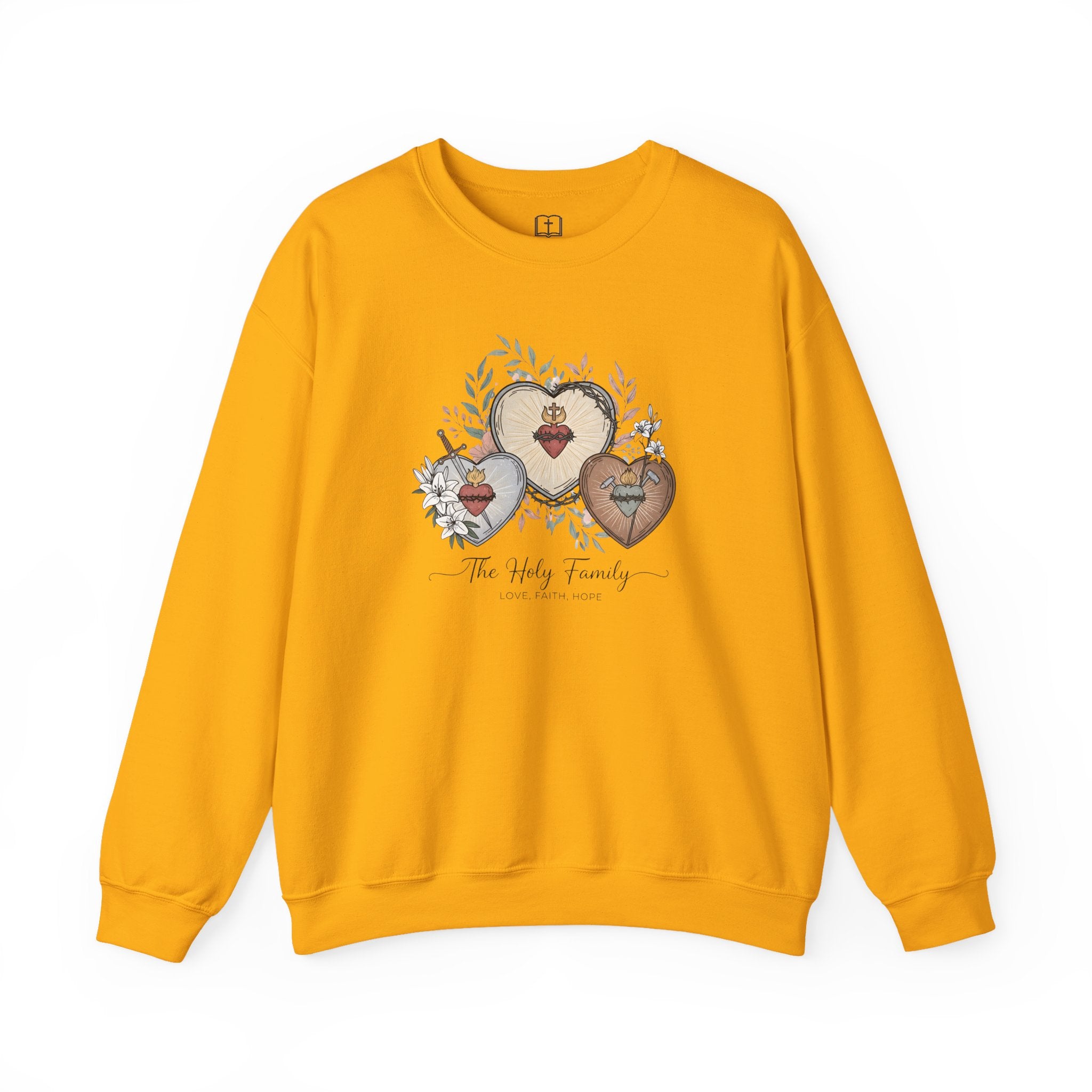 The Holy Family Sacred Hearts Crewneck Sweatshirt | Catholic Devotional Apparel