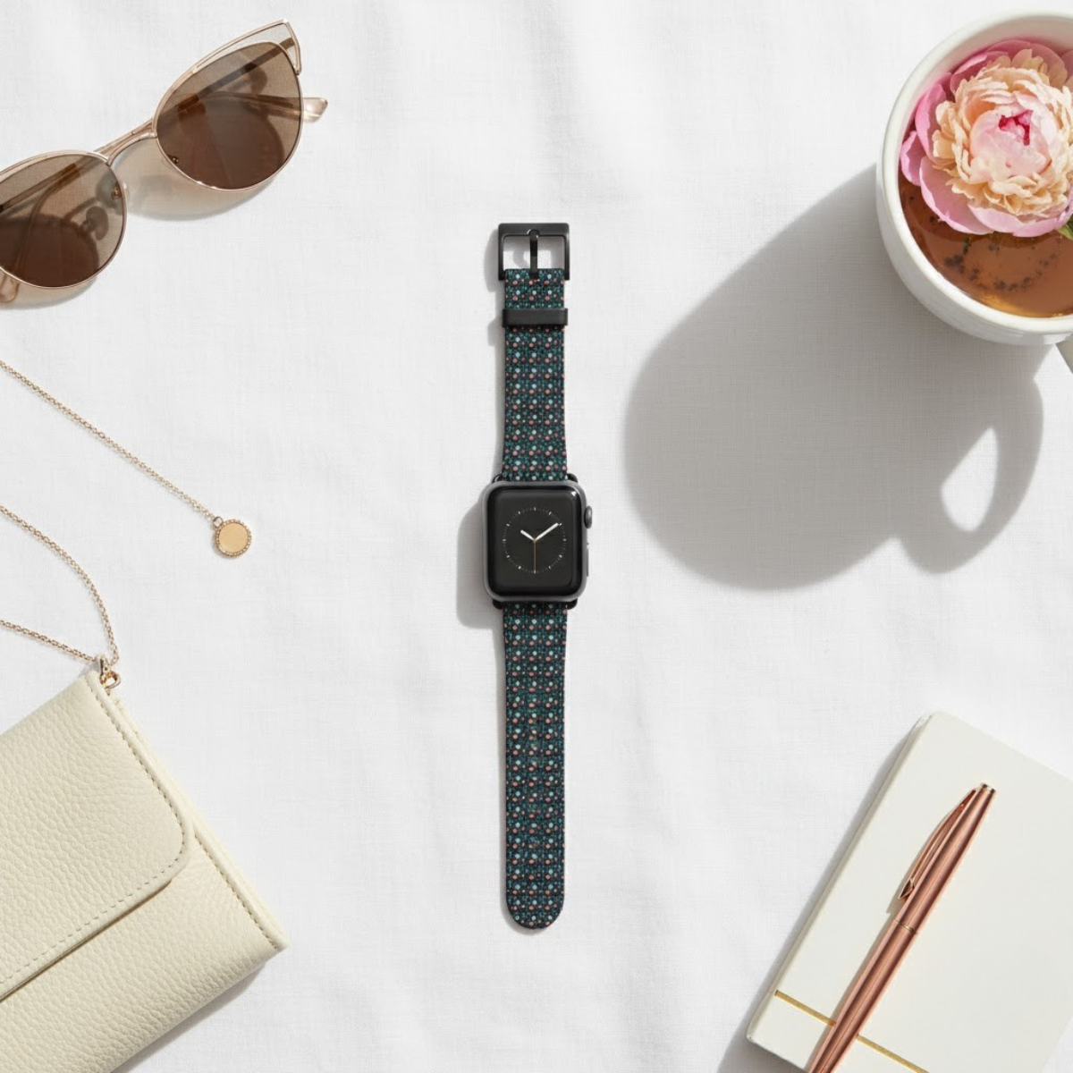 Correa para iWatch con símbolos de fe: diseño de cruz, paloma y corazón para mujer