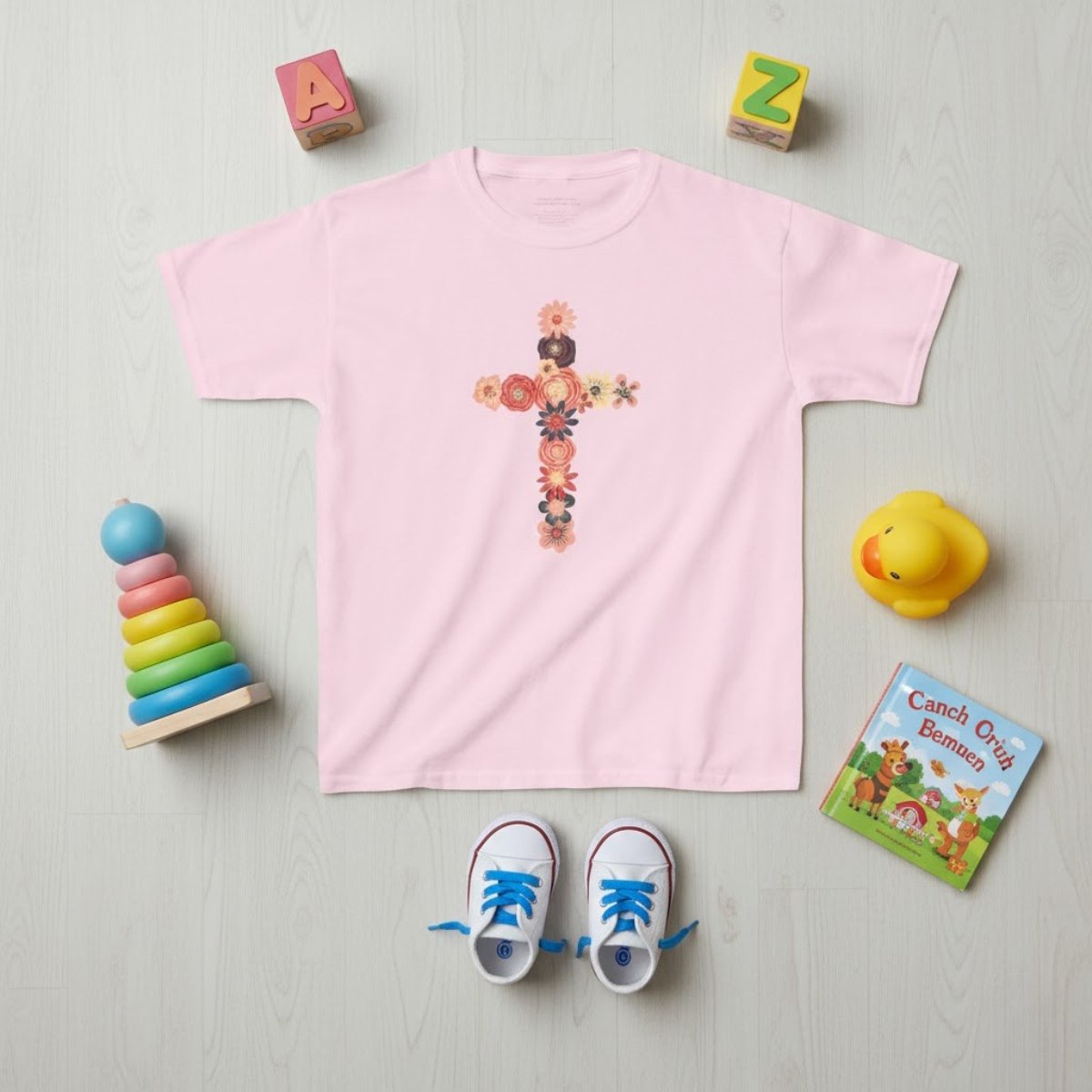 Camiseta cruzada floral para niños pequeños