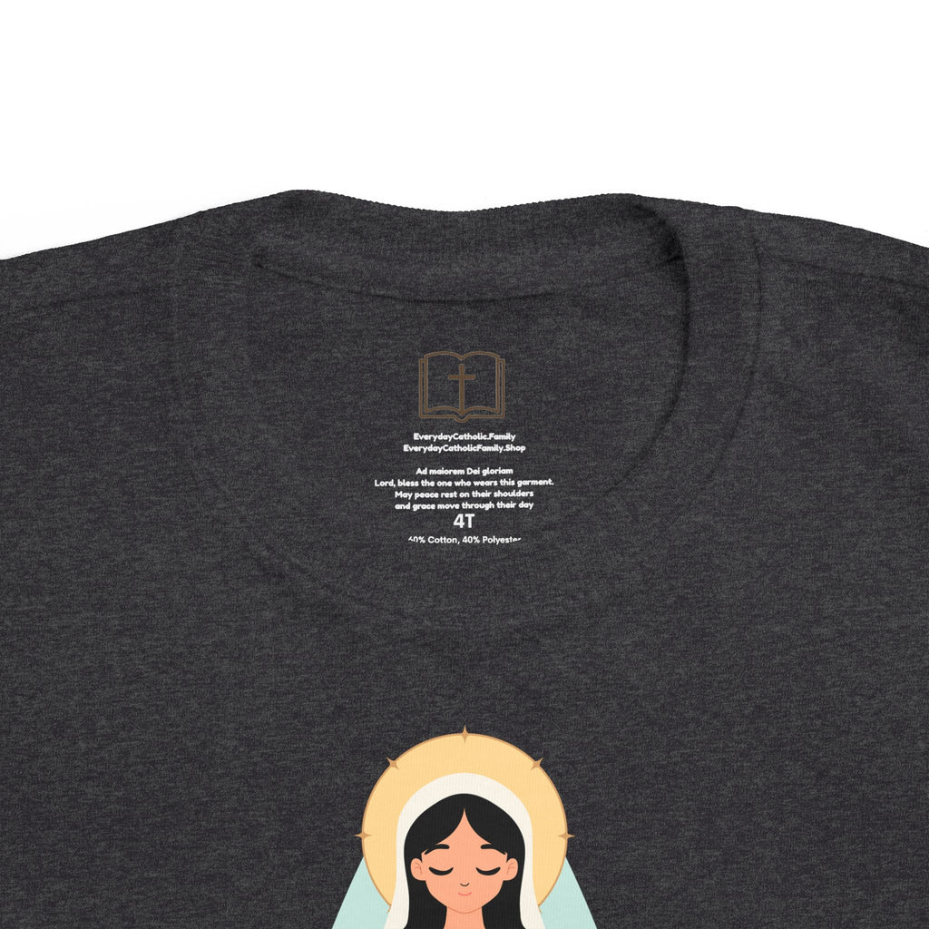 Camiseta de la Virgen María para niña | Camiseta católica suave para niña | Ropa infantil con inspiración religiosa