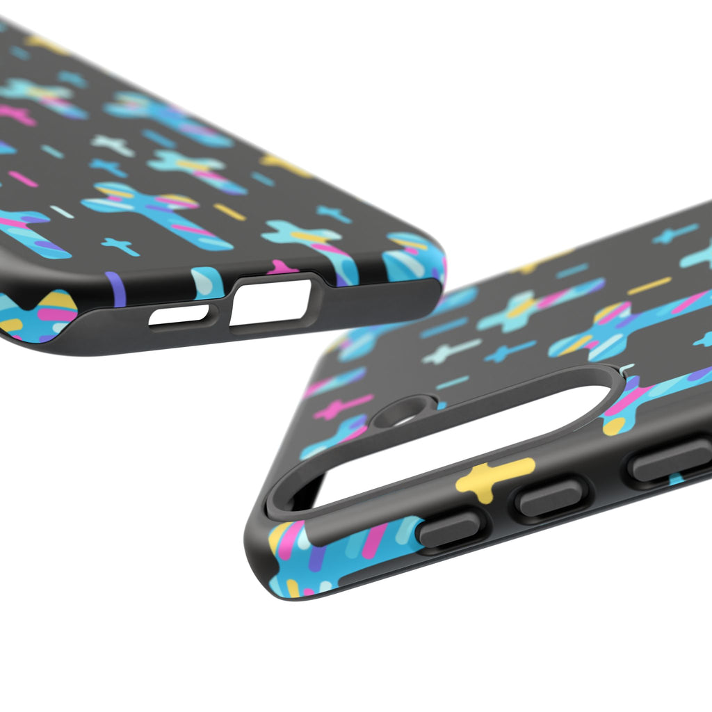 Colorful Cross Phone Case, Stylish Tough Case, Christian Phone Accessory, Unique Gift, Trendy Mobile Cover