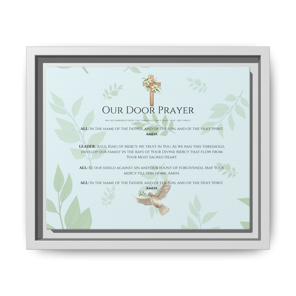 Lienzo mate enmarcado — Arte mural del Sagrado Corazón “Oración de Nuestra Puerta”