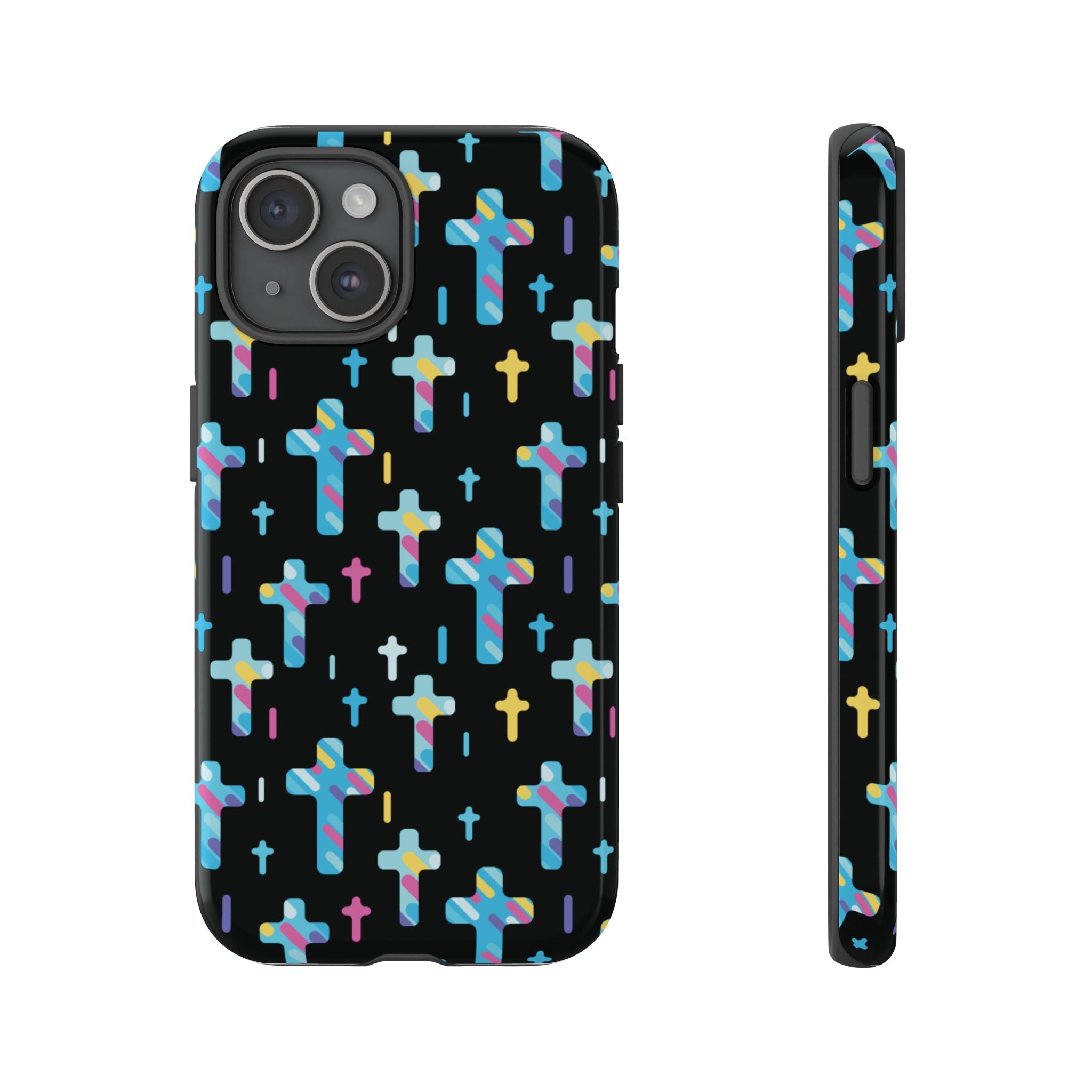 Funda para teléfono con cruz colorida | Protección inspirada en la fe para iPhone | Regalo católico y accesorio para el día a día