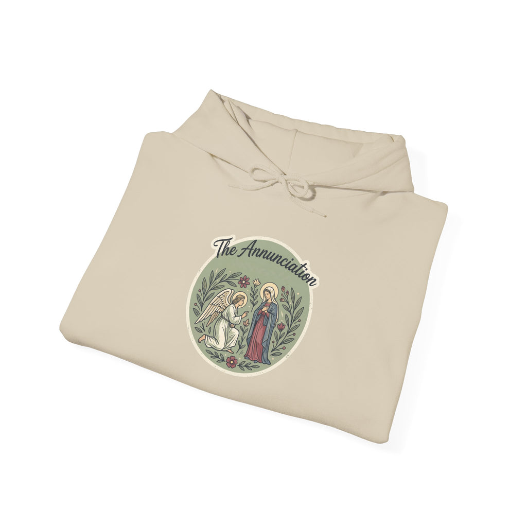 The Annunciation Catholic Hoodie - Vintage Marian Faith Sweatshirt