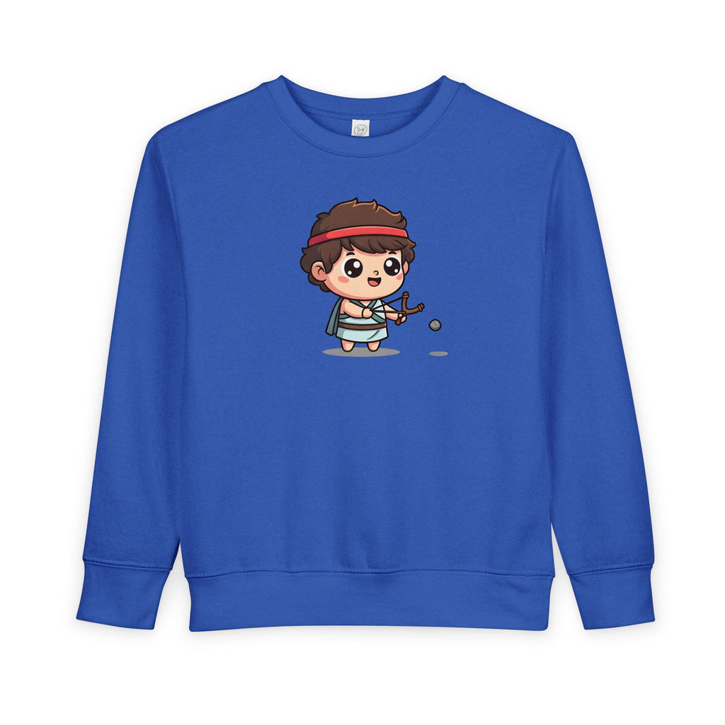 Sudadera infantil con el mensaje "David y Goliat: Valor católico" 