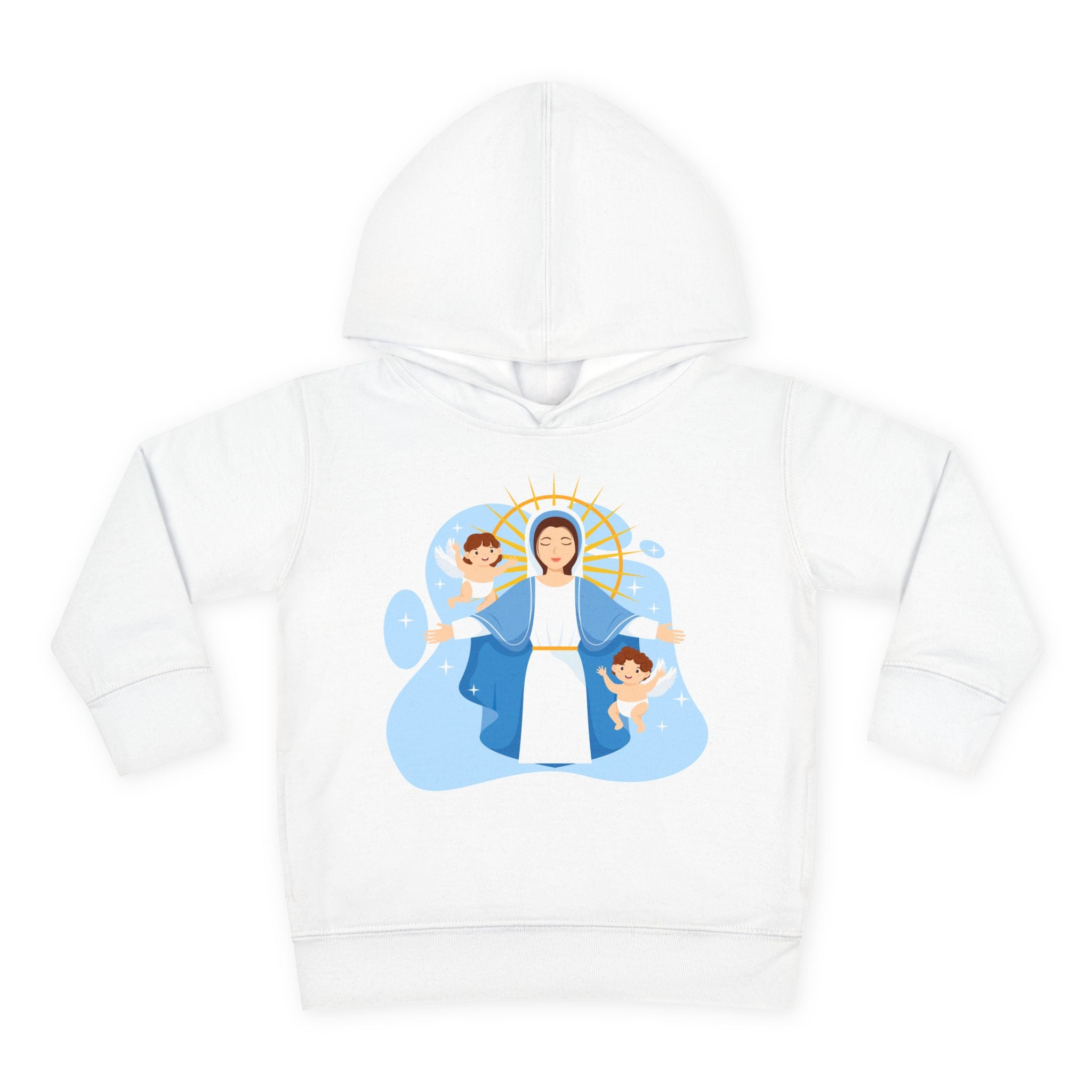 Sudadera con capucha de la Virgen María y los Querubines para niña | Suéter inspirado en la fe para niña | Ropa católica acogedora