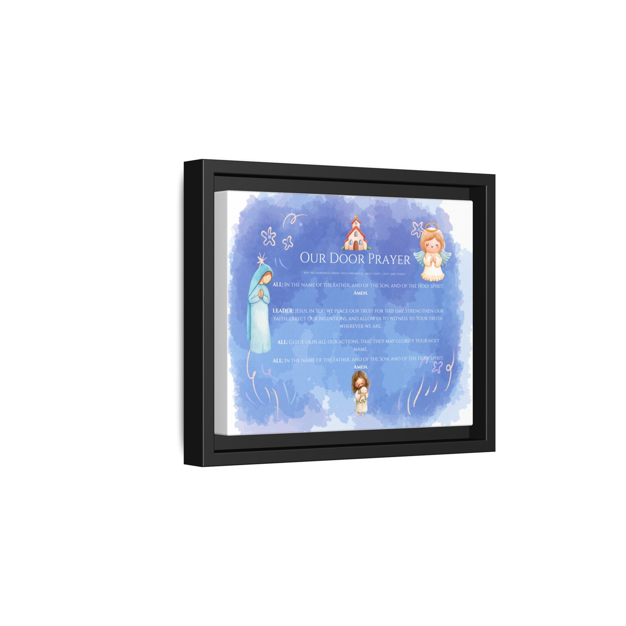 Arte de pared "Nuestra Oración en la Puerta" con Fe Azul