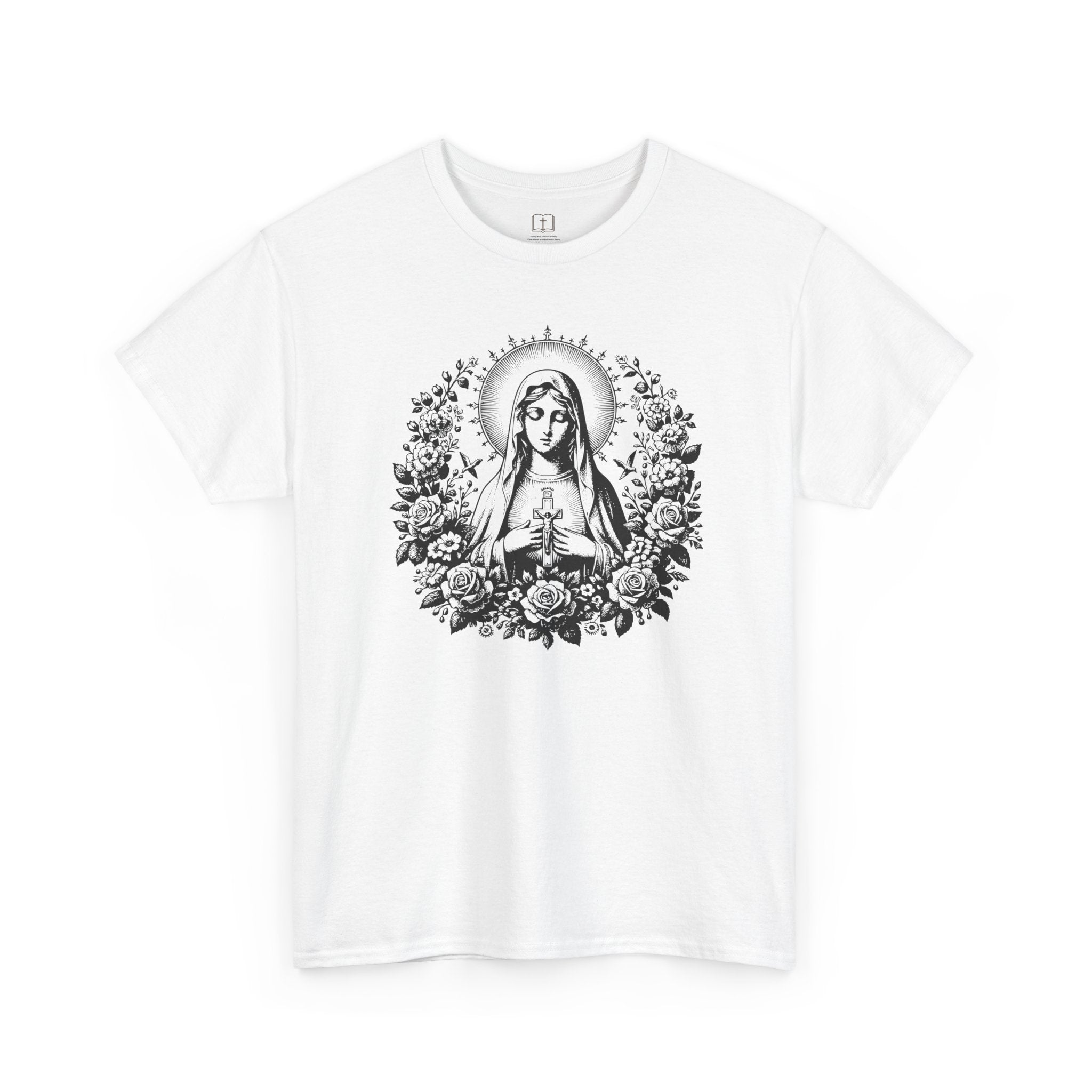 Camiseta vintage floral de la Virgen María para mujer | Camiseta mariana inspirada en la fe | Un regalo espiritual para ella