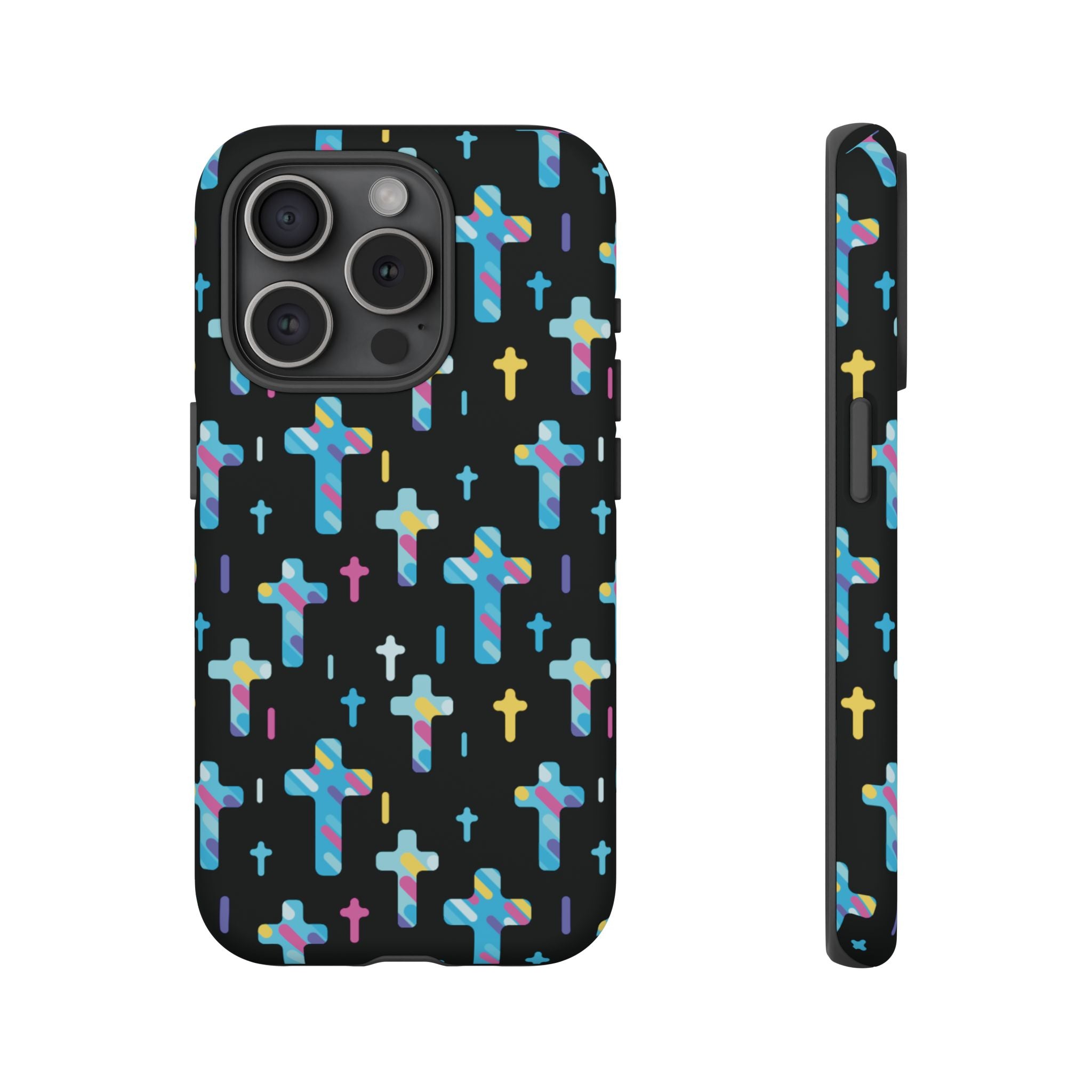 Funda para teléfono con cruz colorida | Protección inspirada en la fe para iPhone | Regalo católico y accesorio para el día a día