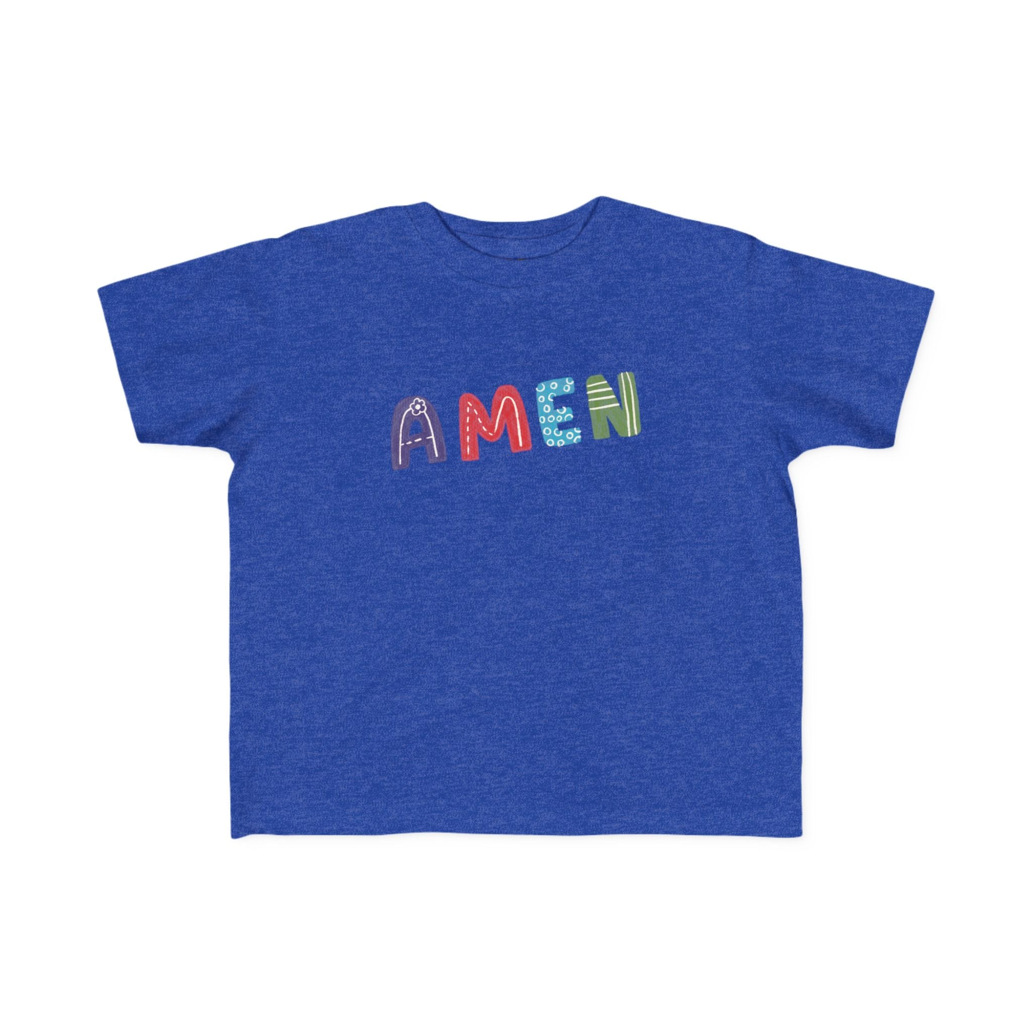 Camiseta de jersey colorida "AMEN" para niños pequeños: ropa cómoda y divertida para niños