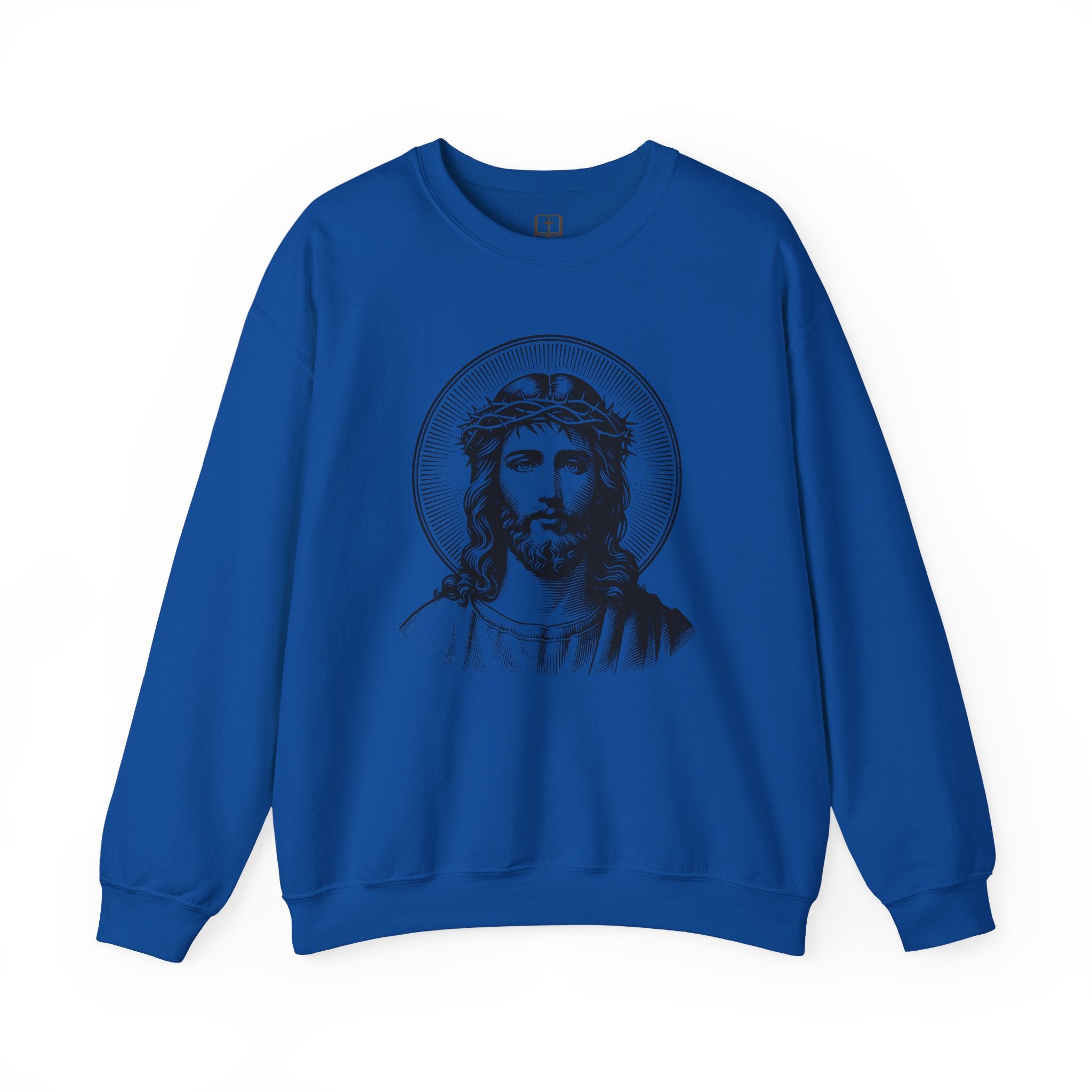 Sudadera con la Corona de Espinas de Jesús para hombre | Cuello redondo inspirado en la fe | Ropa cristiana clásica