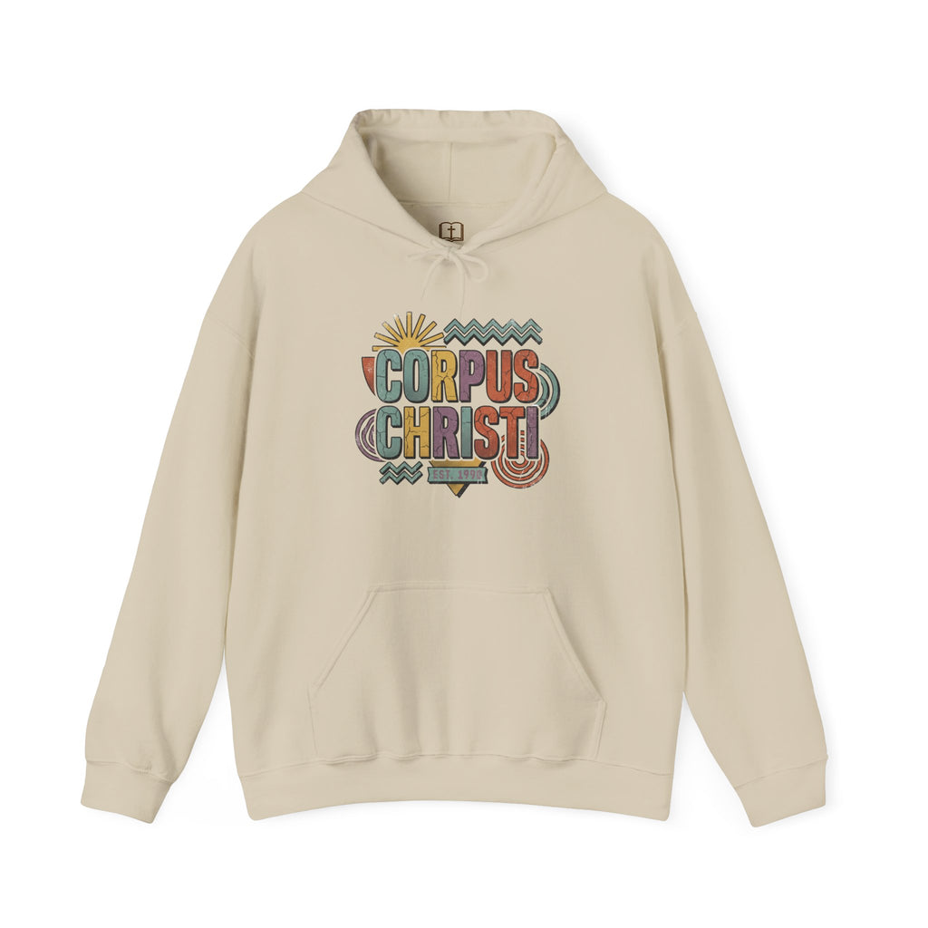 Corpus Christi Est. 1999 Retro Hoodie | Catholic Coastal Comfort