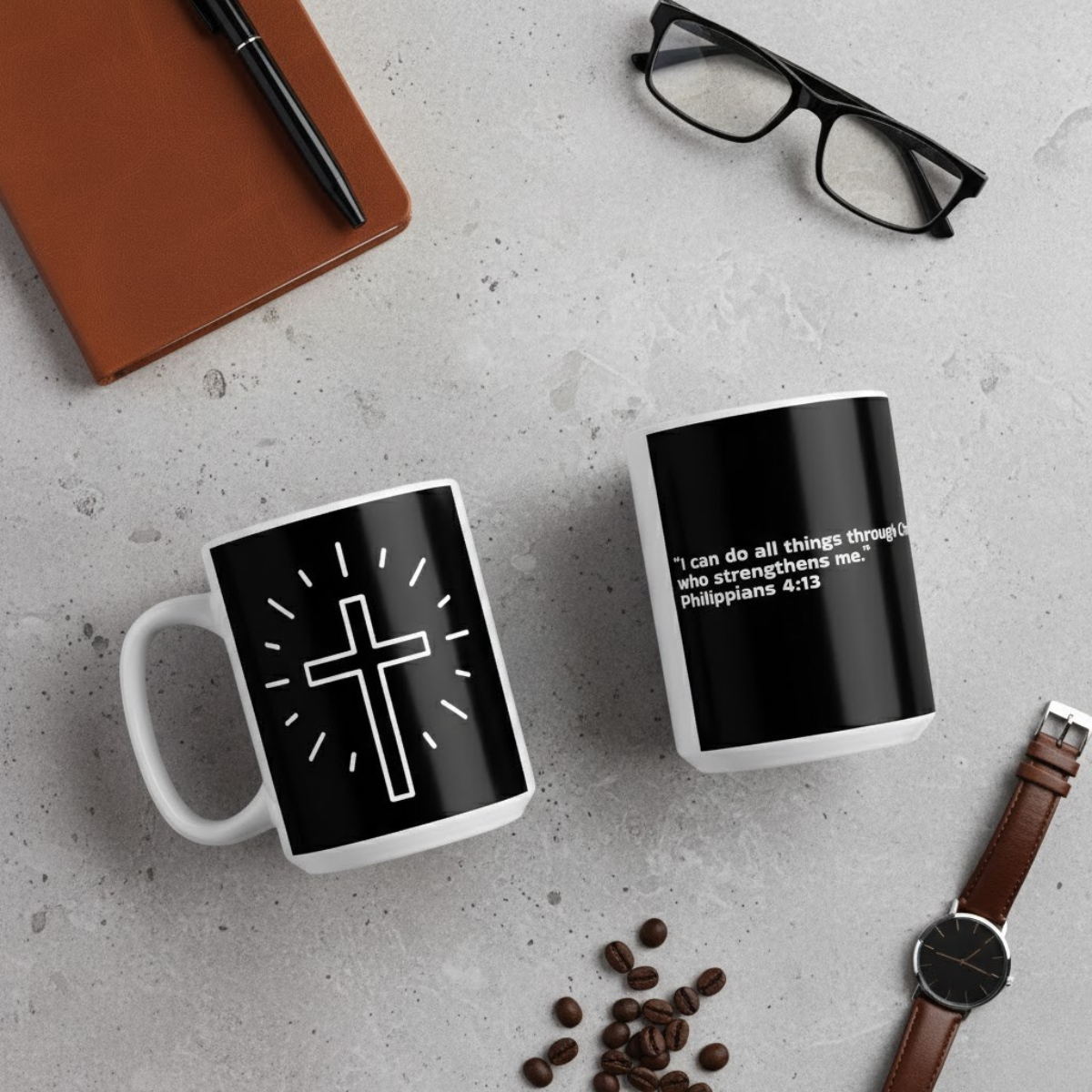 Taza Filipenses 4:13 – Edición Fuerza Cristiana para Hombres (325 ml y 440 ml)