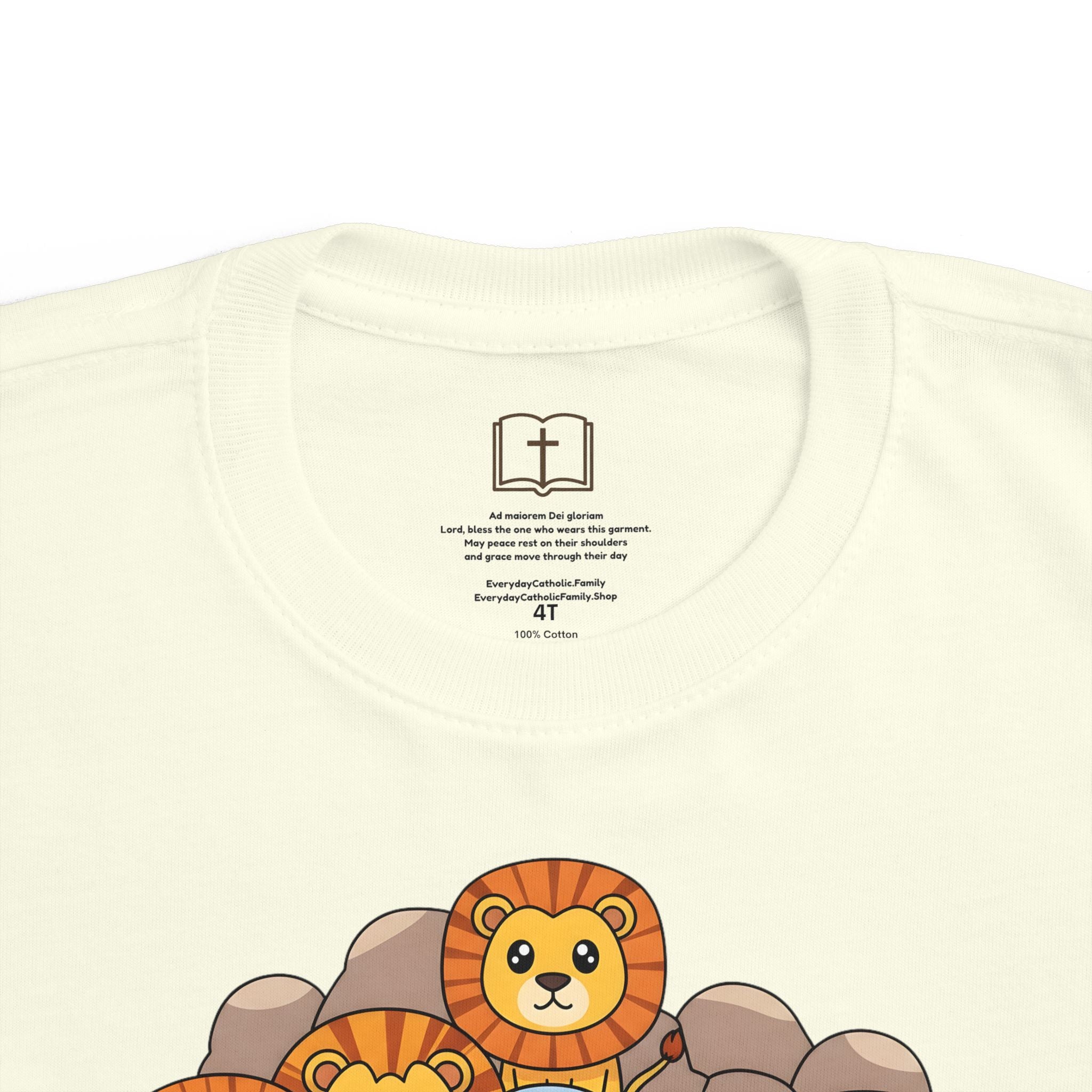 Camiseta infantil "El fiel Daniel en el foso de los leones" | Camiseta de historia católica