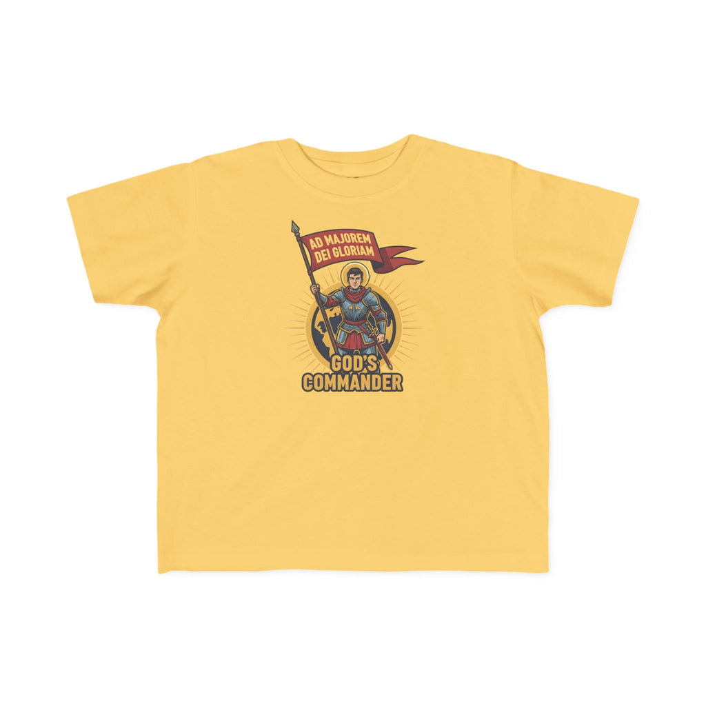Camiseta de San Ignacio de Loyola para niños pequeños | Camiseta de aventura de fe "Comandante de Dios"