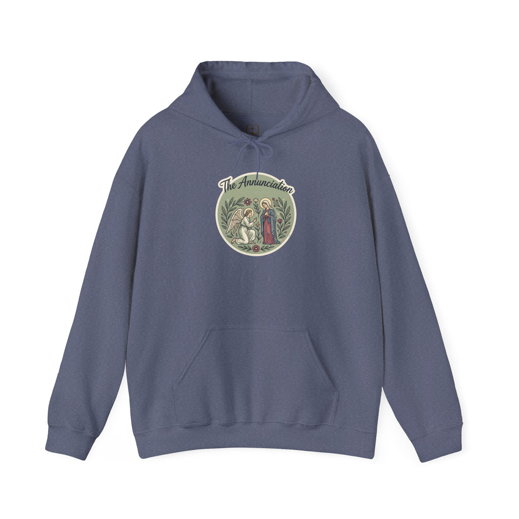 The Annunciation Catholic Hoodie - Vintage Marian Faith Sweatshirt