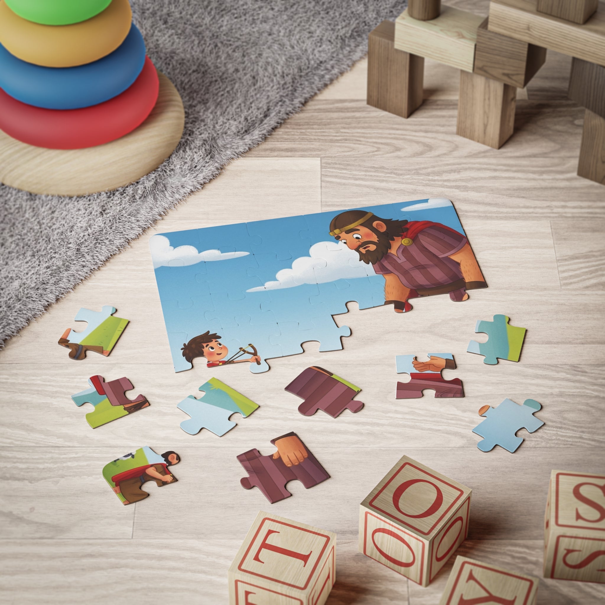 30-Piece Kids Puzzle — David and Goliath Bible Story Puzzle for Children