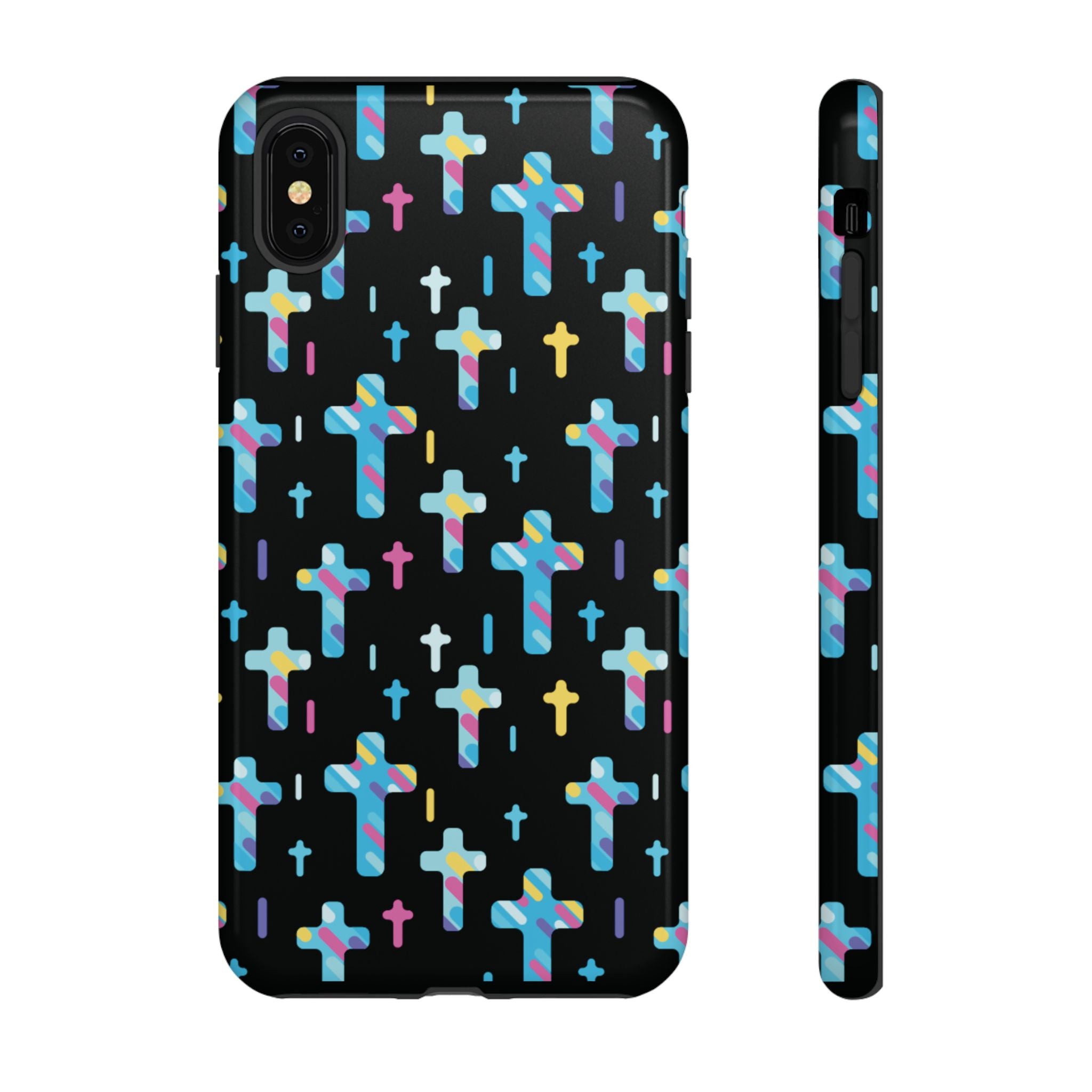Funda para teléfono con cruz colorida | Protección inspirada en la fe para iPhone | Regalo católico y accesorio para el día a día