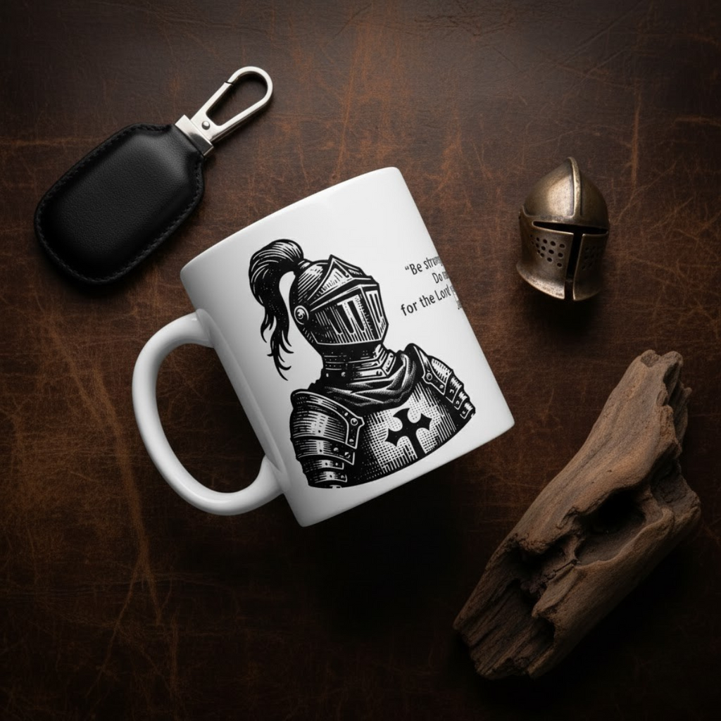 Taza Josué 1:9 – Sé fuerte y valiente | Edición Caballero Cristiano para Hombres