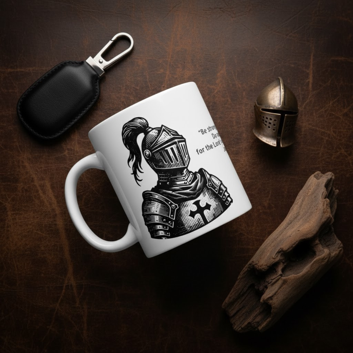 Taza Josué 1:9 – Sé fuerte y valiente | Edición Caballero Cristiano para Hombres