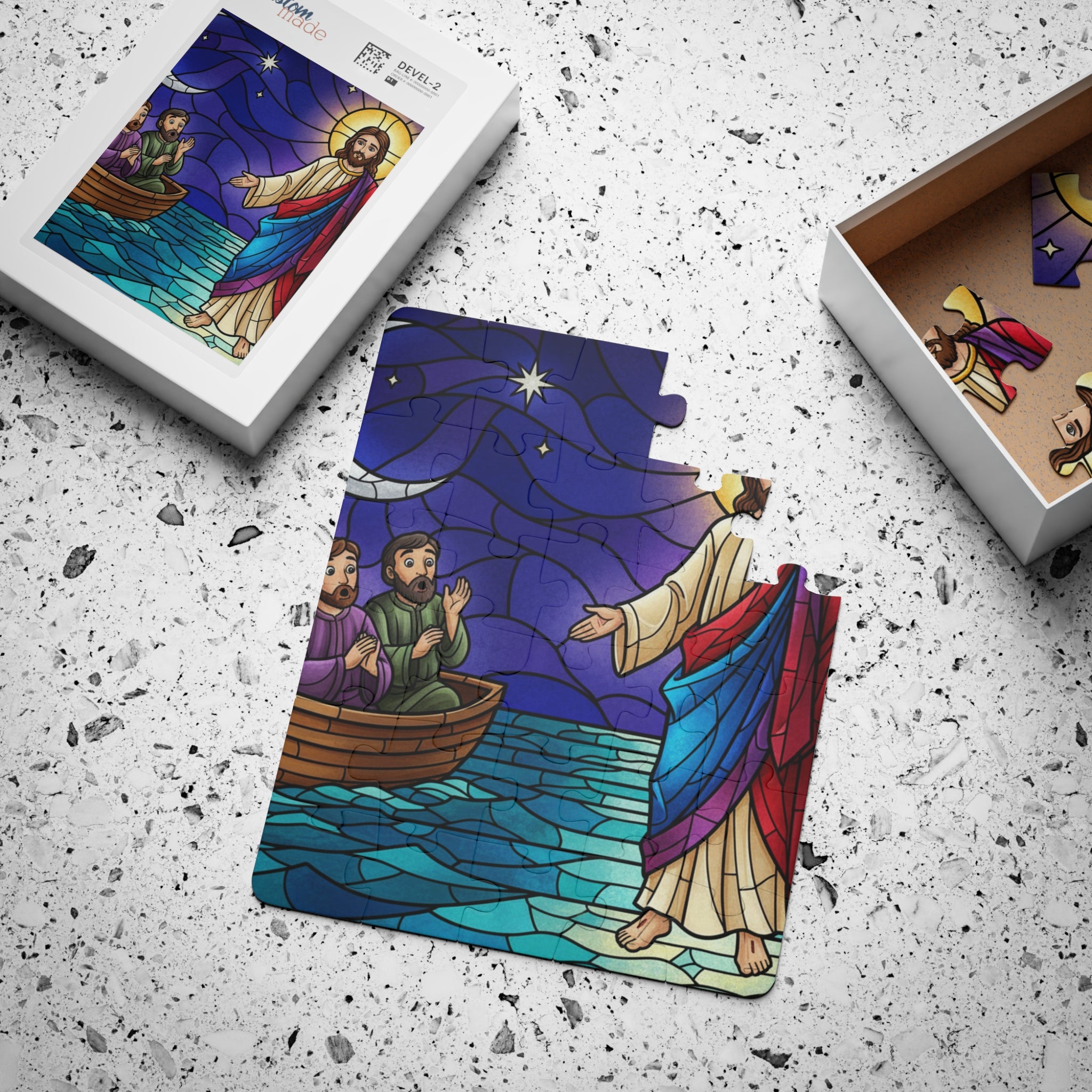 Kids' Puzzle – Jesus Walks on Water Stained Glass 30-Piece Religious Puzzle