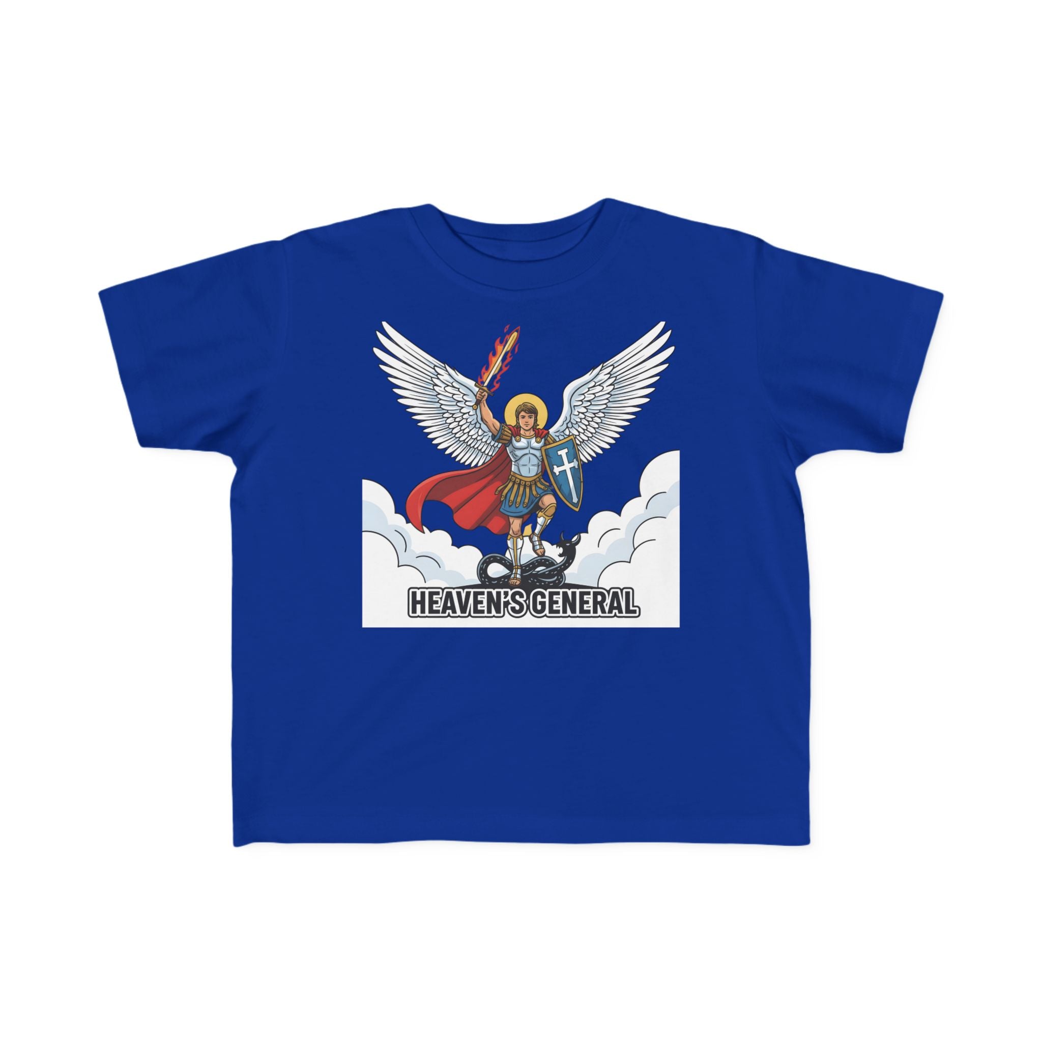 Camiseta de San Miguel Arcángel para niño | Camiseta cristiana Heaven's General para niño