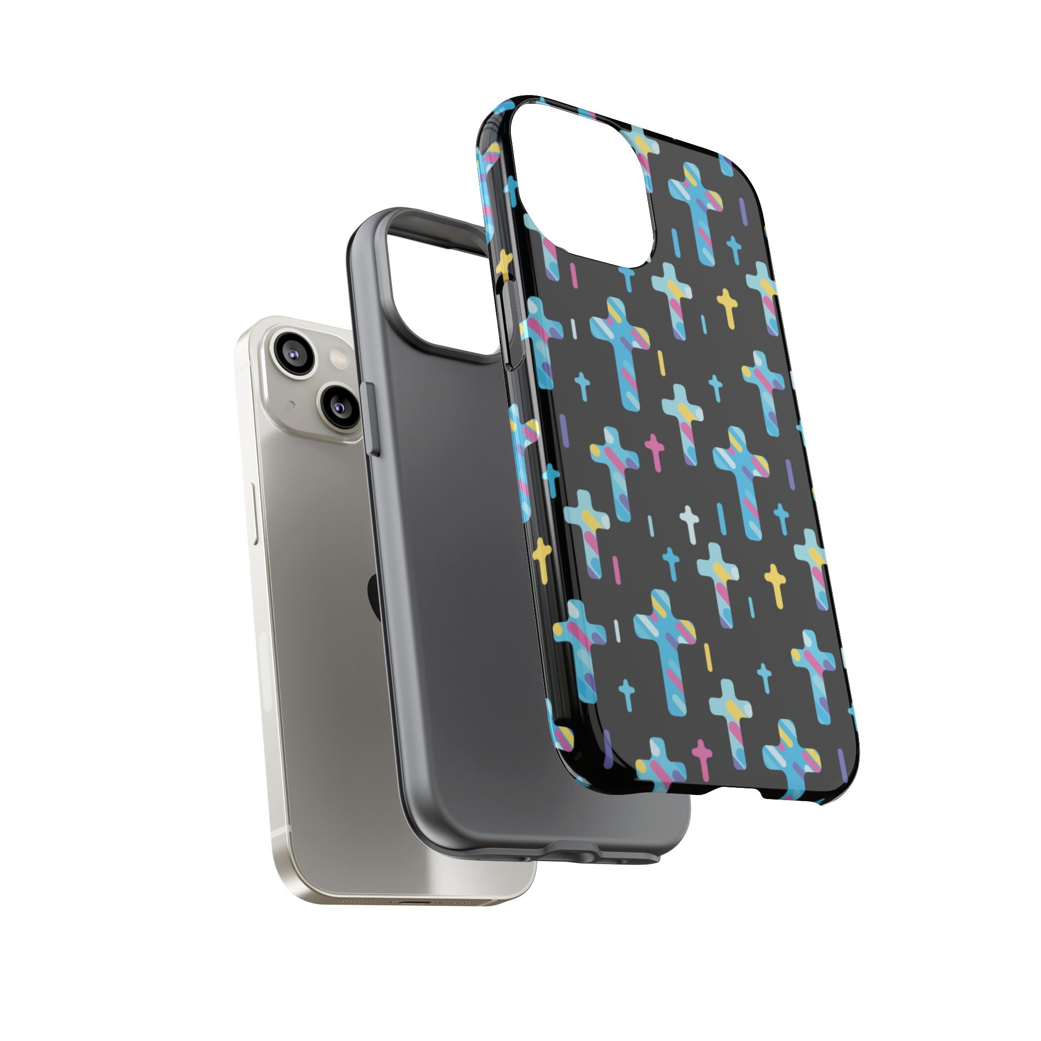 Funda para teléfono con cruz colorida | Protección inspirada en la fe para iPhone | Regalo católico y accesorio para el día a día