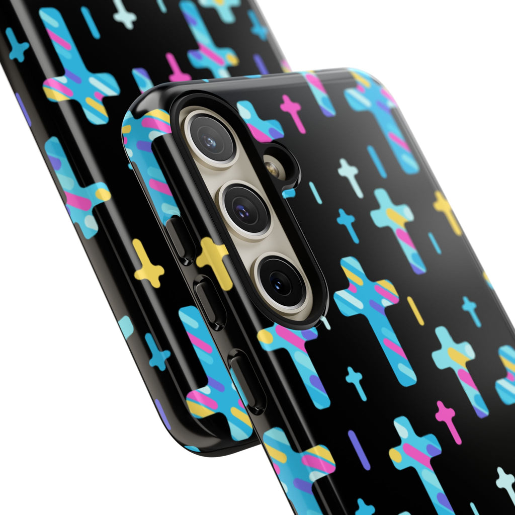 Colorful Cross Phone Case, Stylish Tough Case, Christian Phone Accessory, Unique Gift, Trendy Mobile Cover
