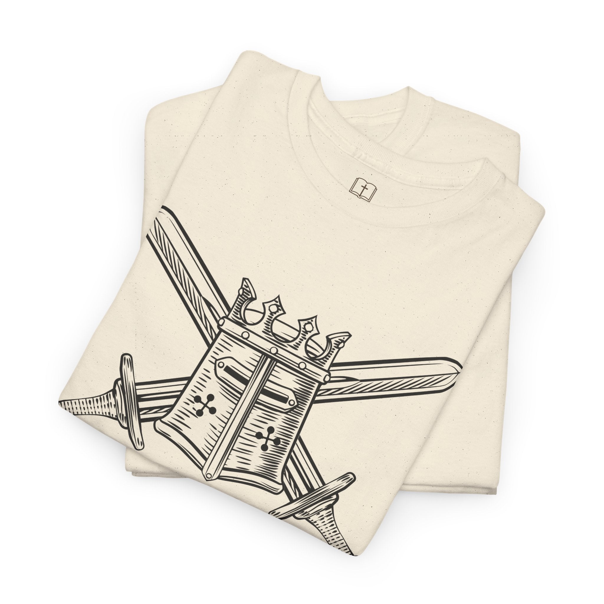 Camiseta Battle Ready para hombre | Camiseta gráfica Faith Warrior | Ropa católica para hombre