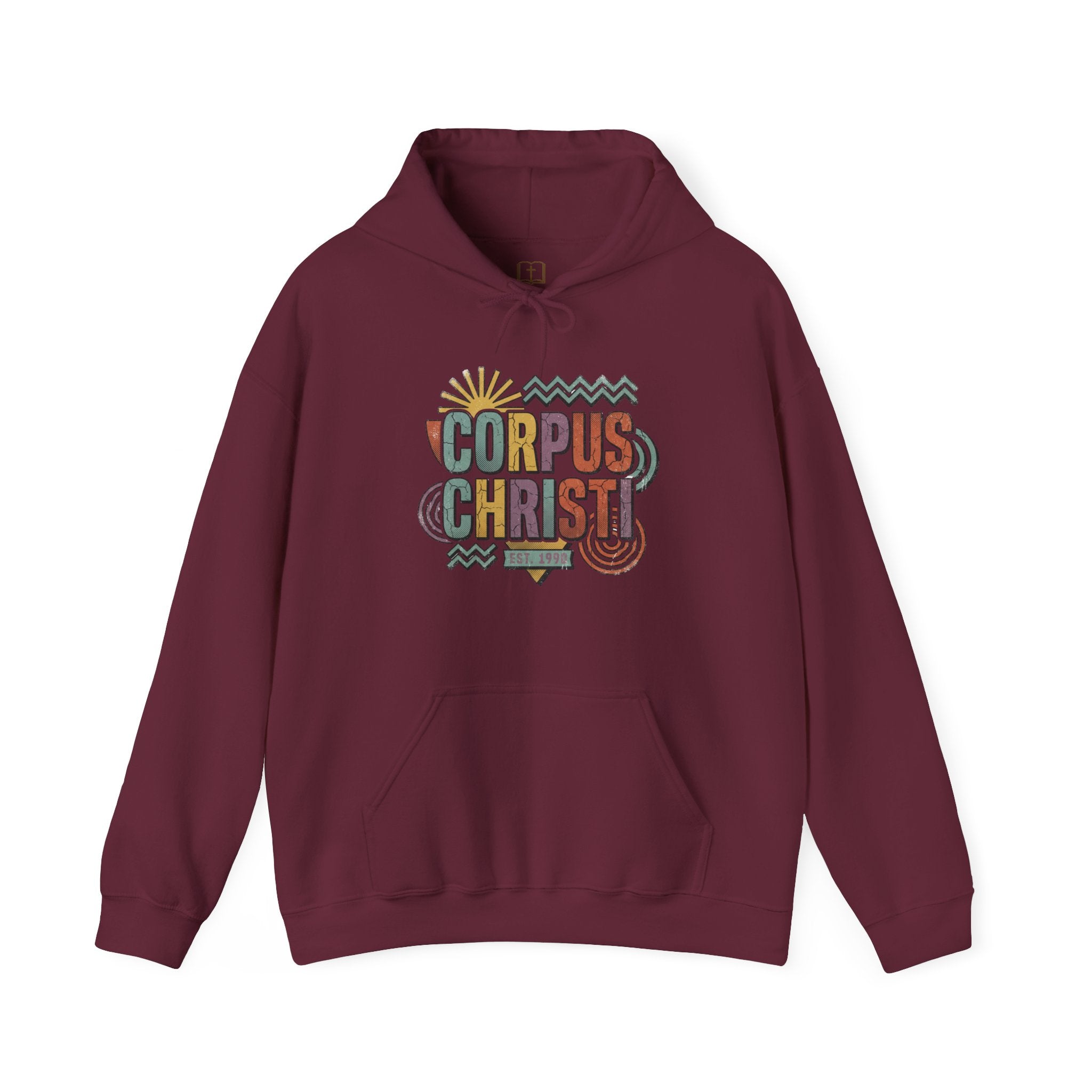 Corpus Christi Est. 1999 Retro Hoodie | Catholic Coastal Comfort