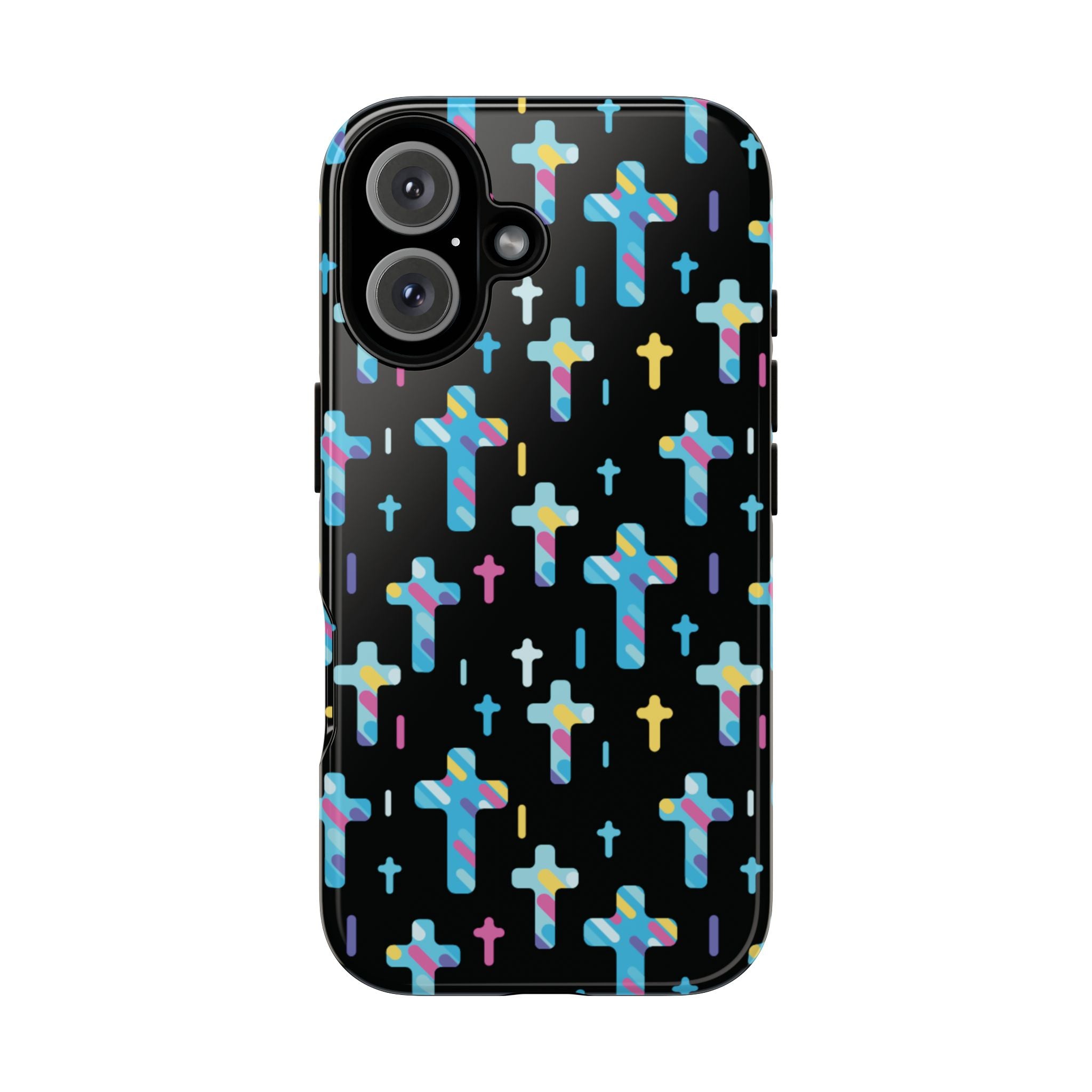 Funda para teléfono con cruz colorida | Protección inspirada en la fe para iPhone | Regalo católico y accesorio para el día a día