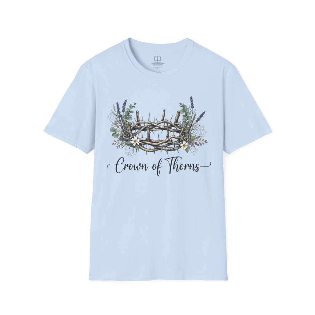 Camiseta cristiana floral con corona de espinas 
