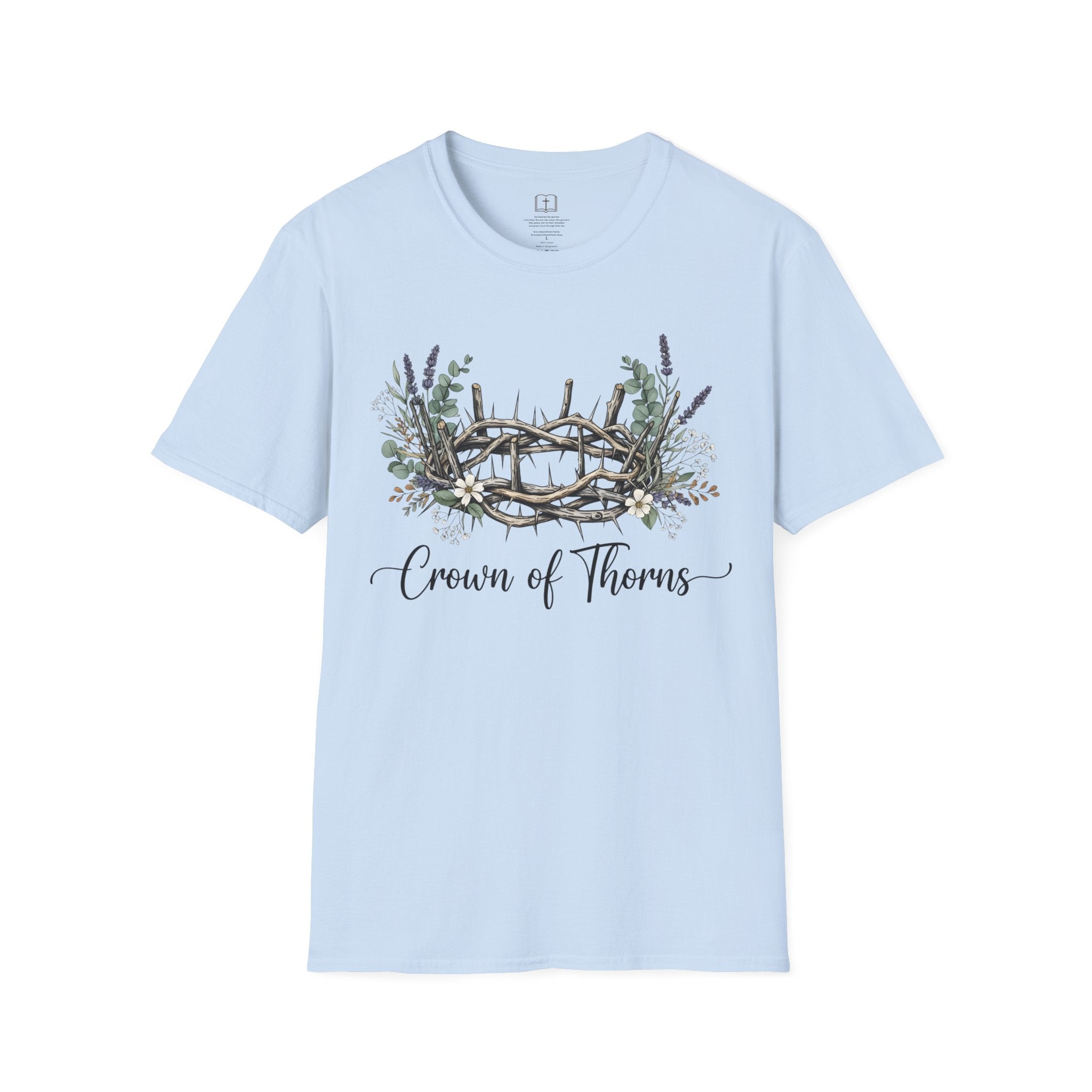 Camiseta cristiana floral con corona de espinas 