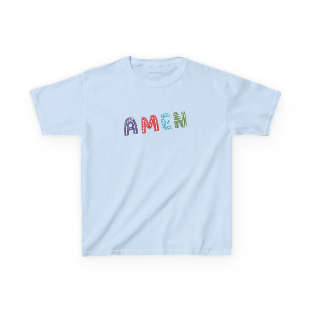 Camiseta infantil Amén | Camiseta de fe cristiana para niños y niñas | Ropa católica para toda la vida