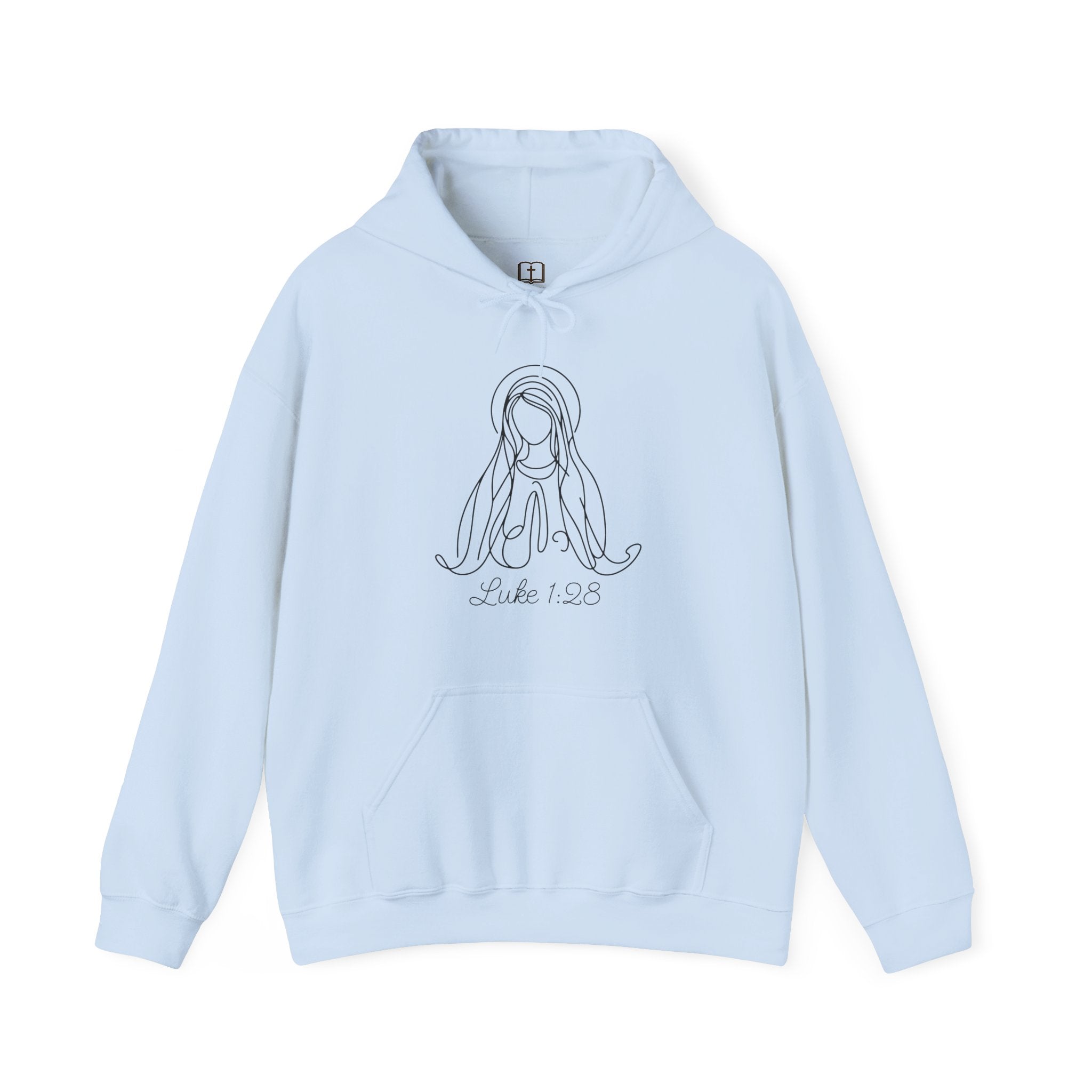 Sudadera con capucha mariana Lucas 1:28 | Sudadera de fe para mujer «Salve, llena eres de gracia»