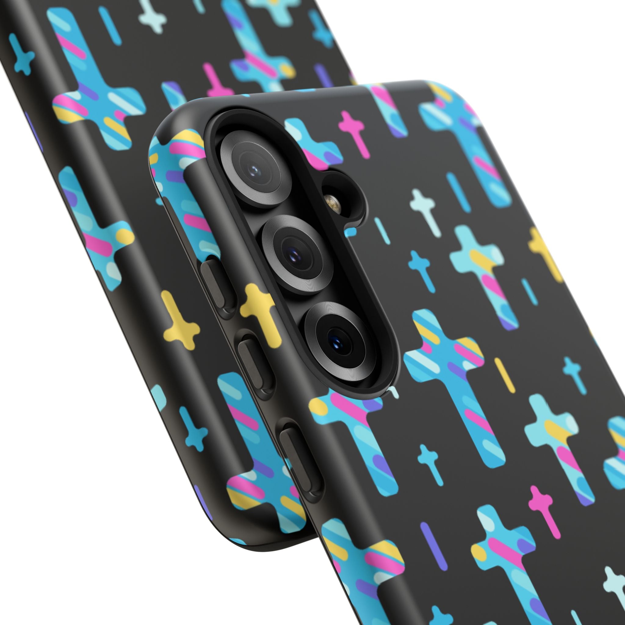 Colorful Cross Phone Case, Stylish Tough Case, Christian Phone Accessory, Unique Gift, Trendy Mobile Cover