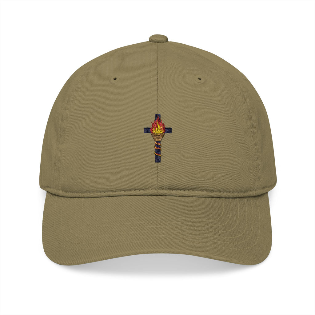 Gorra de algodón orgánico con la Cruz de la Llama del Espíritu Santo 
