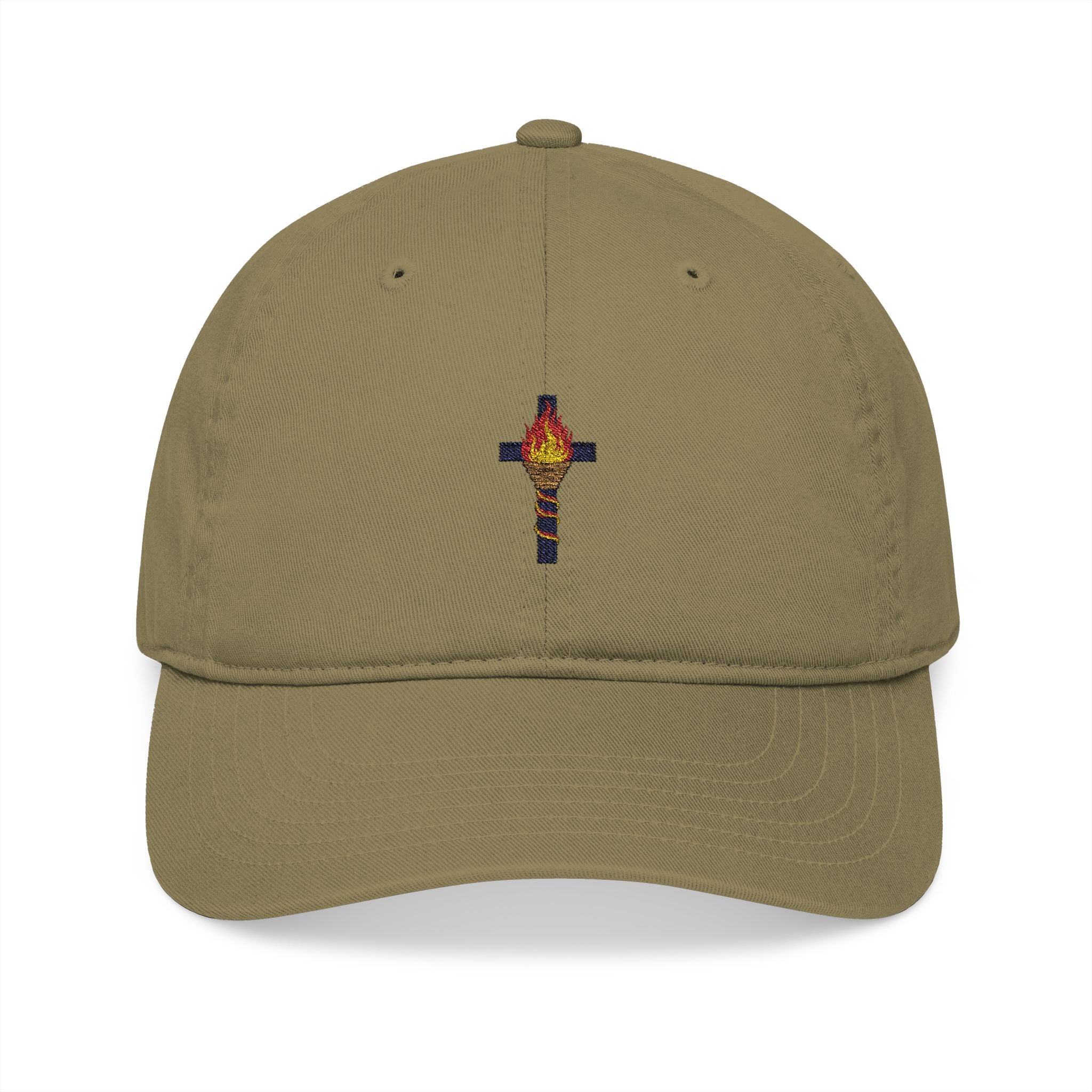 Gorra de algodón orgánico con la Cruz de la Llama del Espíritu Santo 