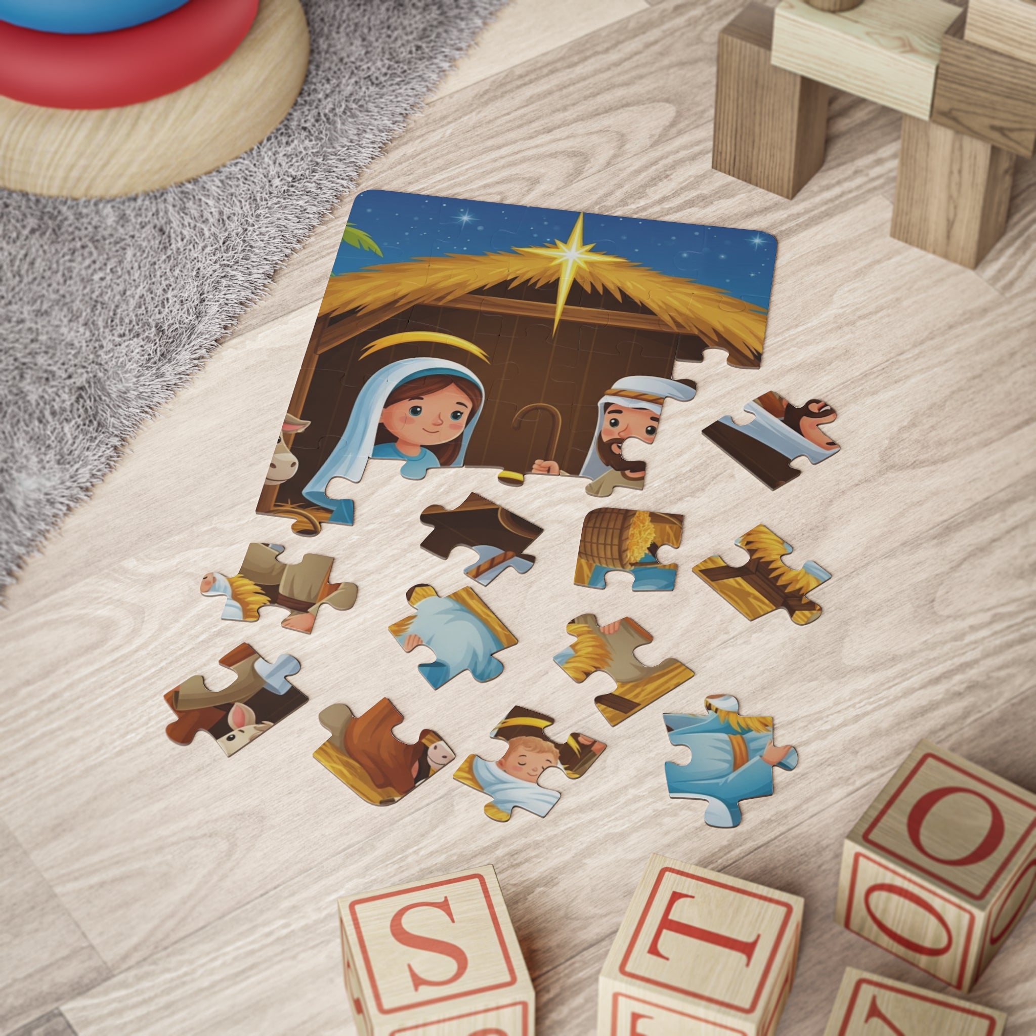 Children’s Nativity Puzzle — 30-Piece Christmas Baby Jesus Puzzle for Kids