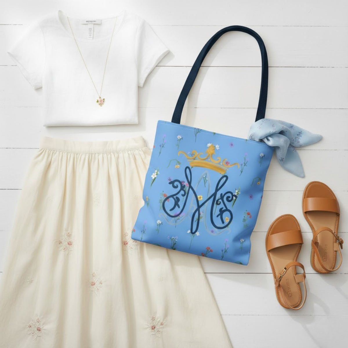 Bolso de mano de la Inmaculada Concepción – Bolso católico floral para mujer