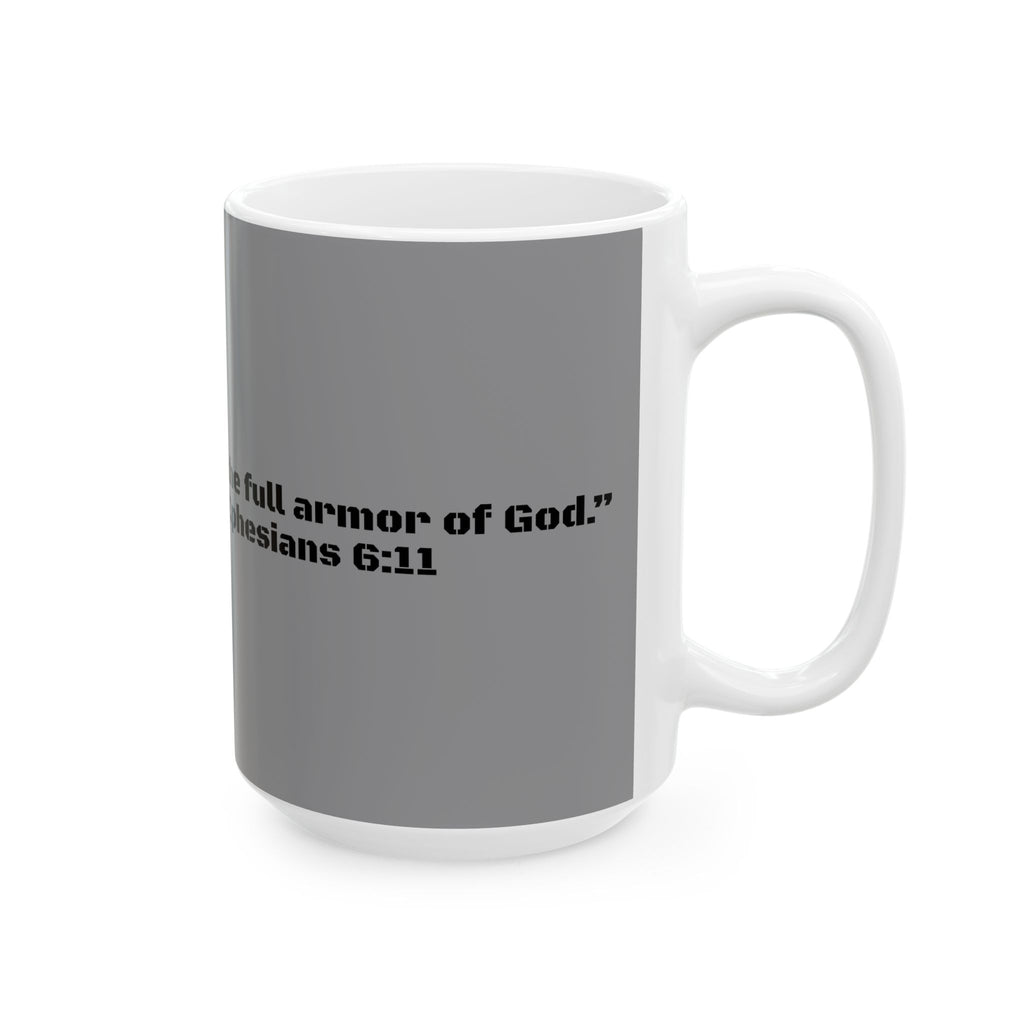 Taza Efesios 6:11 – Edición Armadura de Dios | Taza Guerrero Cristiano para Hombre