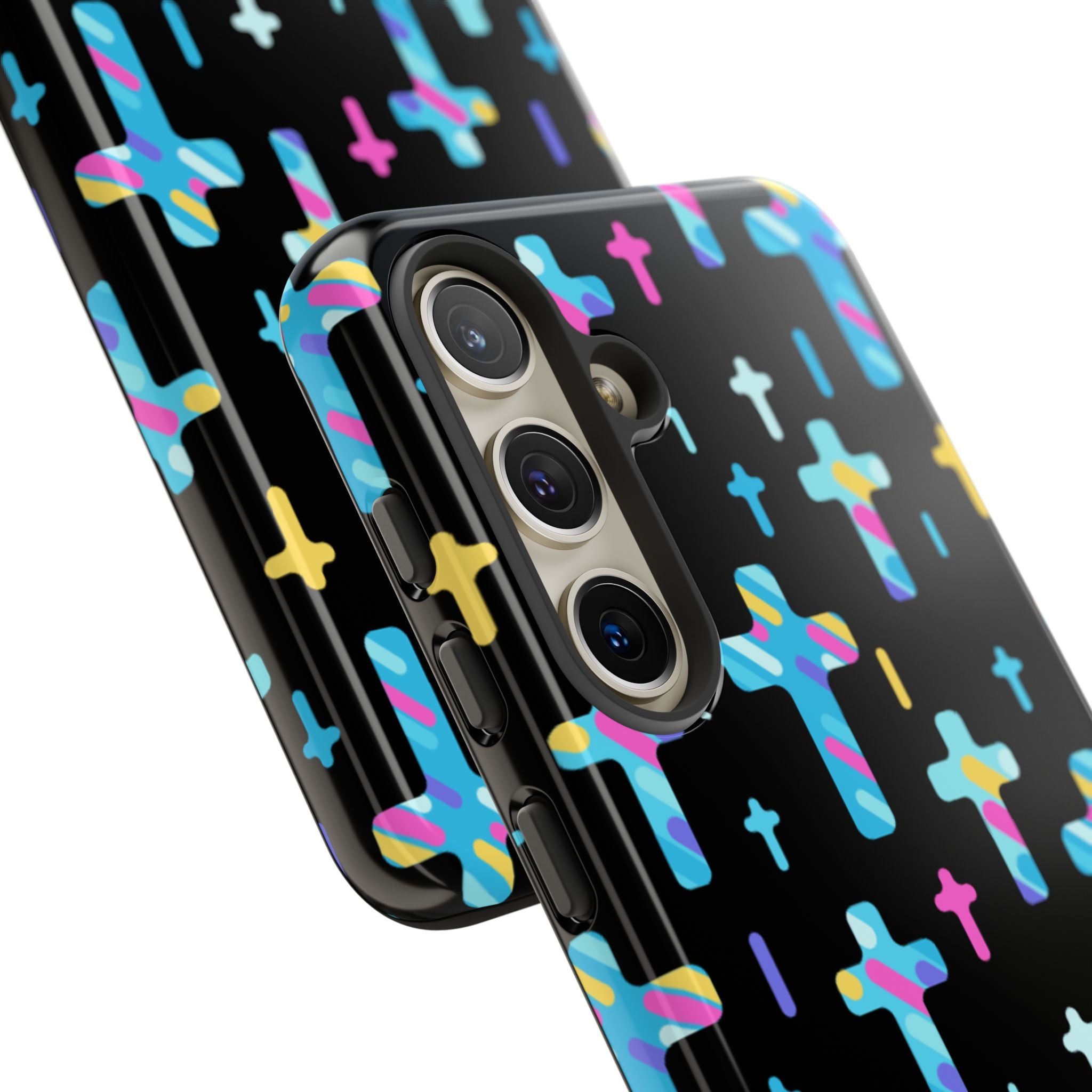 Colorful Cross Phone Case, Stylish Tough Case, Christian Phone Accessory, Unique Gift, Trendy Mobile Cover