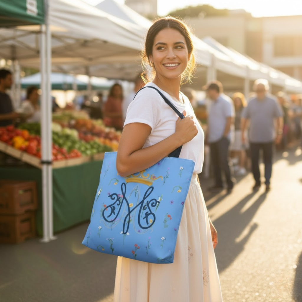 Bolso de mano de la Inmaculada Concepción – Bolso católico floral para mujer